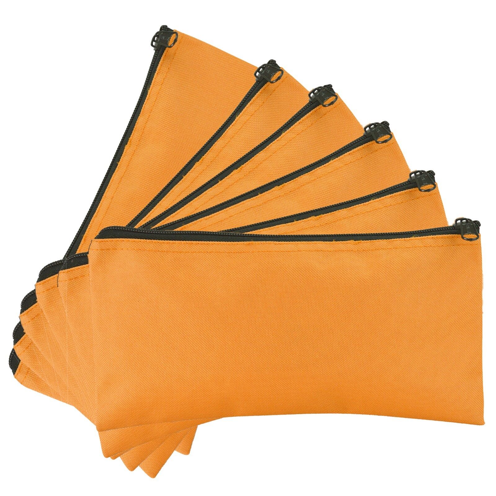 DALIX Zipper Bank Deposit Money Bags Cash Coin Pouch 6 Pack in Orange