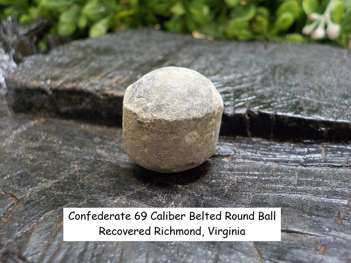 Old Rare Vintage Antique Civil War Relic 69 Caliber Belted Round Ball Richmond
