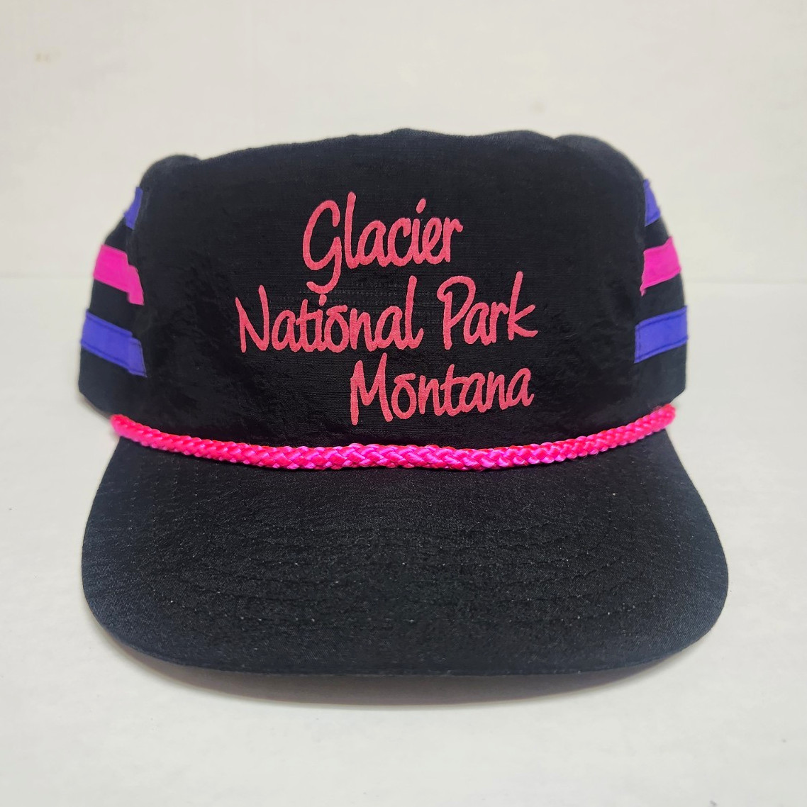 Vintage Glacier National Park Montana 3 Stripe Snapback Hat