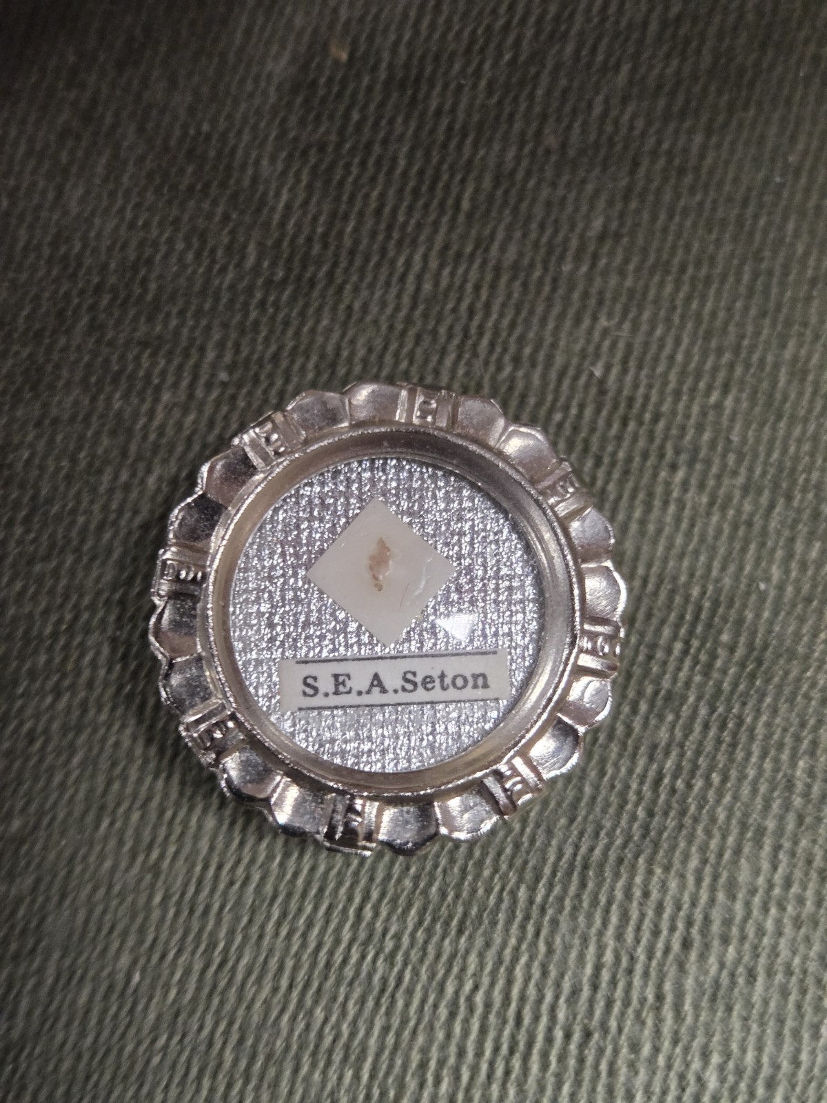 Nice Old Vintage S.E.A St Elizabeth Ann Seton Relic Reliquary Pendant Charm Fob