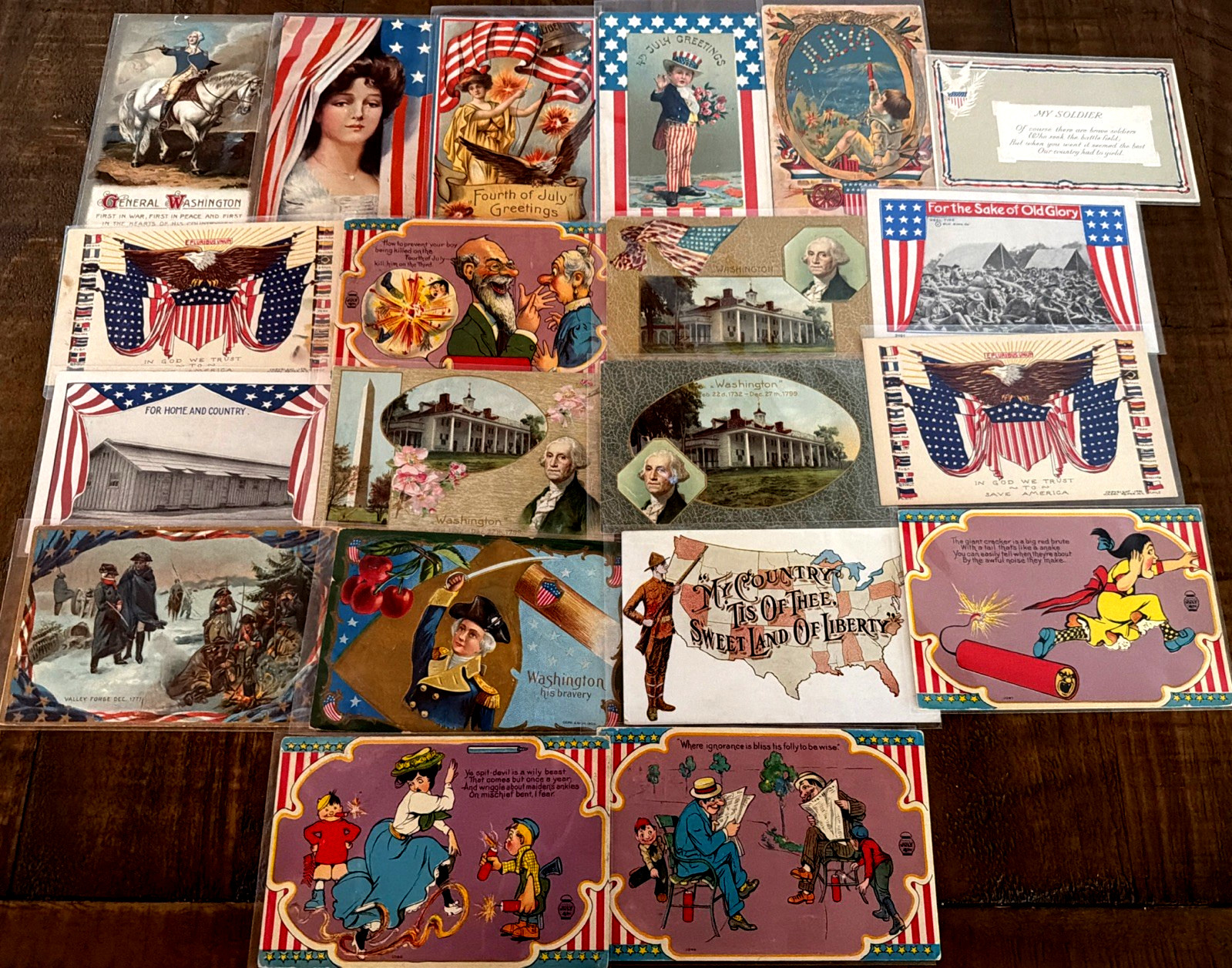 Lot of 20 Antique~ Patriotic Postcards~ Washington~July 4th~Flags~etc.~s511