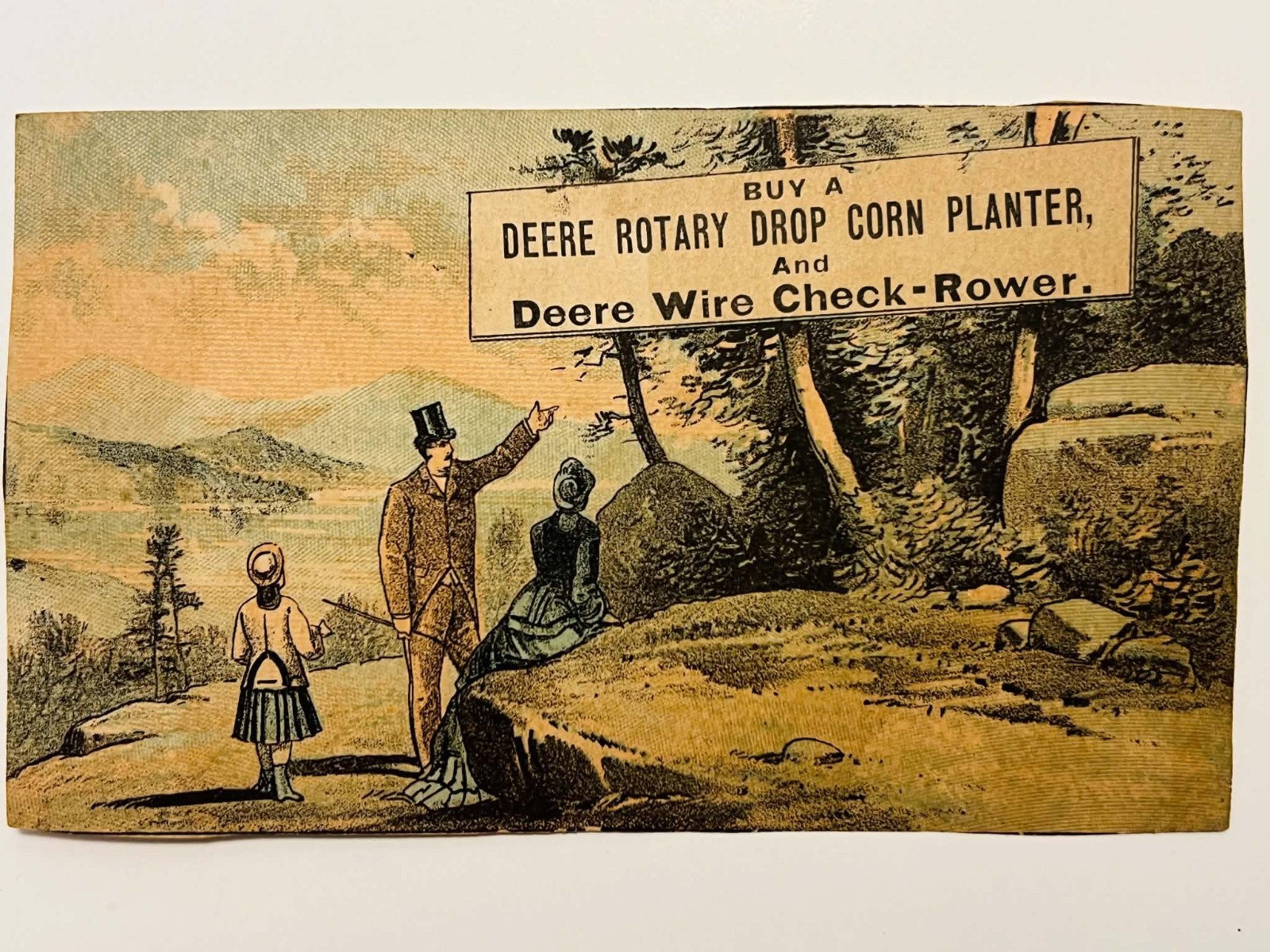 Rare c1880 Deere & Mansur John Deere Victorian Trade Card Corn Planter Moline