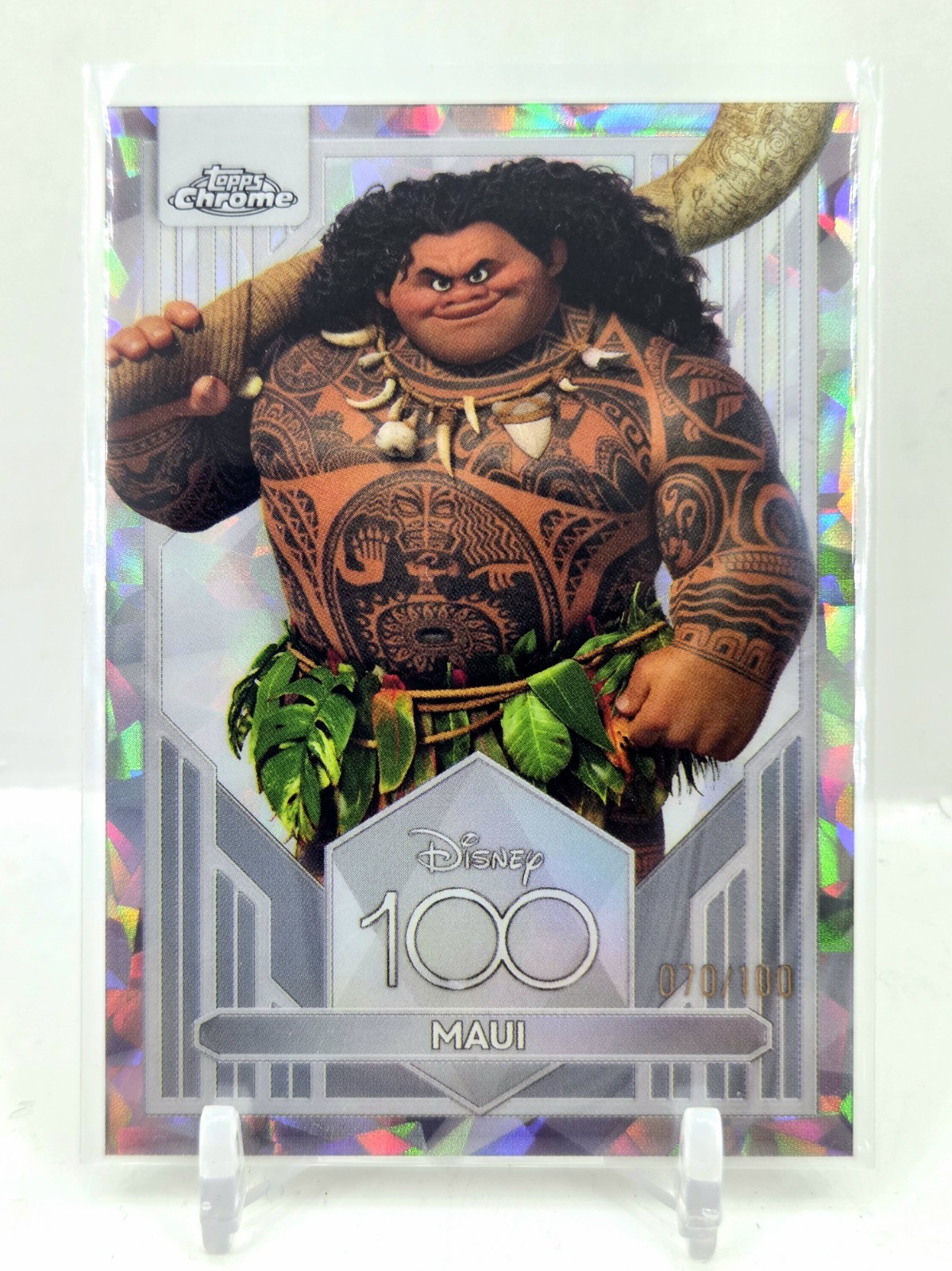 2023 Topps Chrome Disney 100 Years Maui Diamond Refractor 70/100 SP Moana