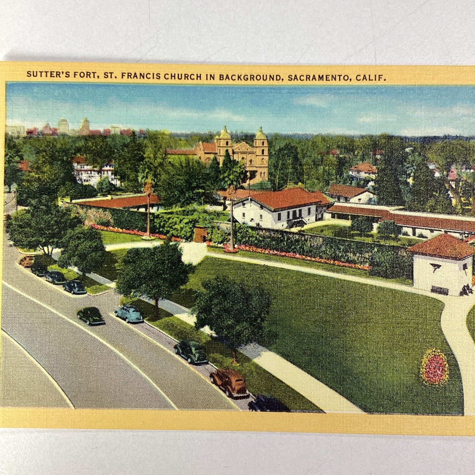 California Postcard Early 1900s Sacramento Sutters Fort St. Frances Church