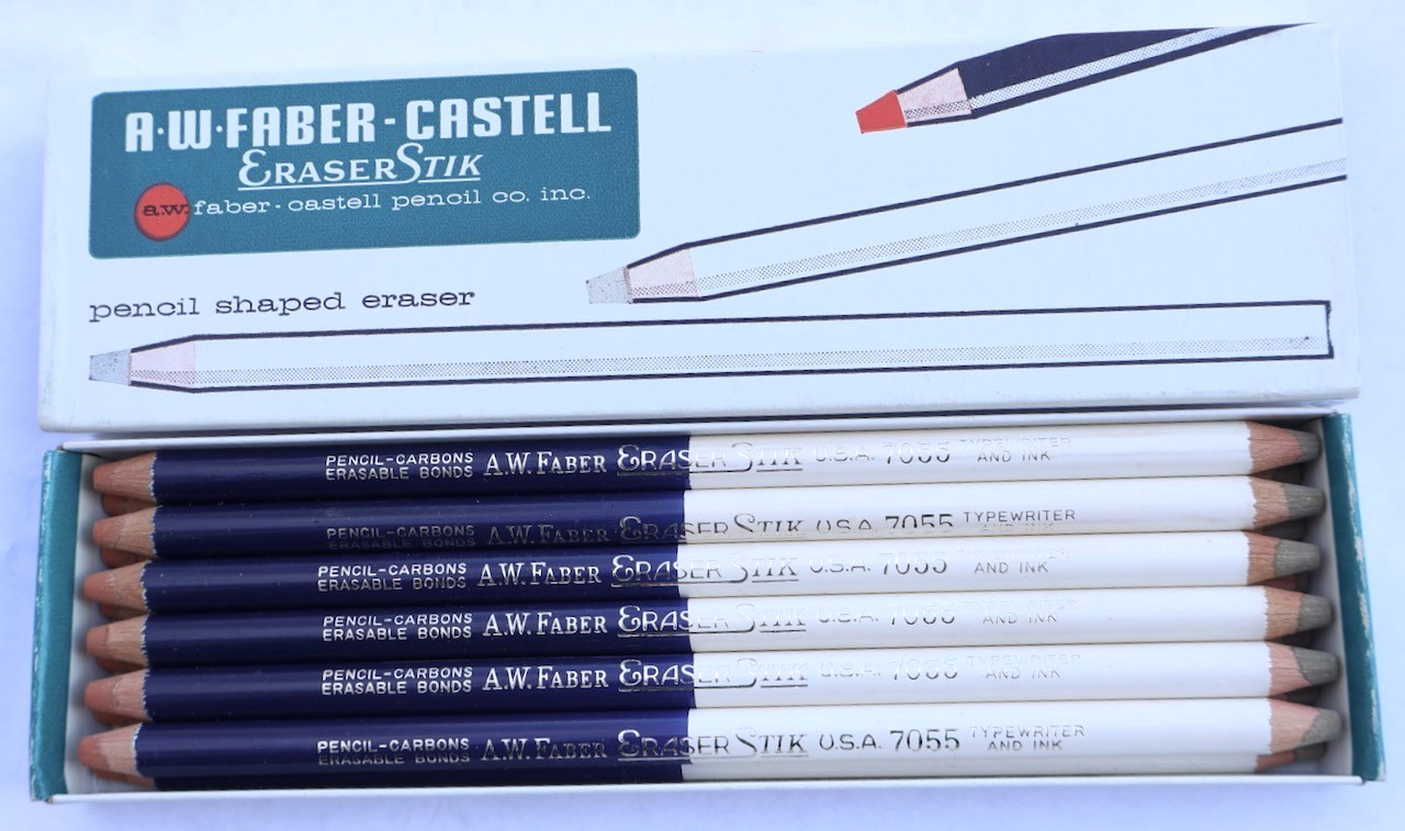 12 Pc. Box A. W. Faber-Castell No. 7055 Pencil Co. EraserStik / Typewriter Ink