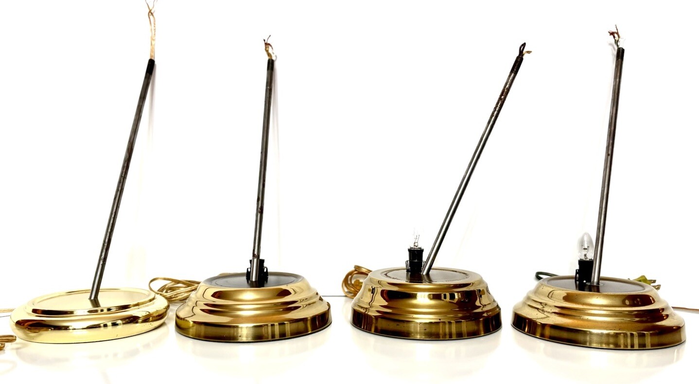 Vintage 3 Antique Brass & 1 Bright Brass Color Table Lamp Bases & Parts