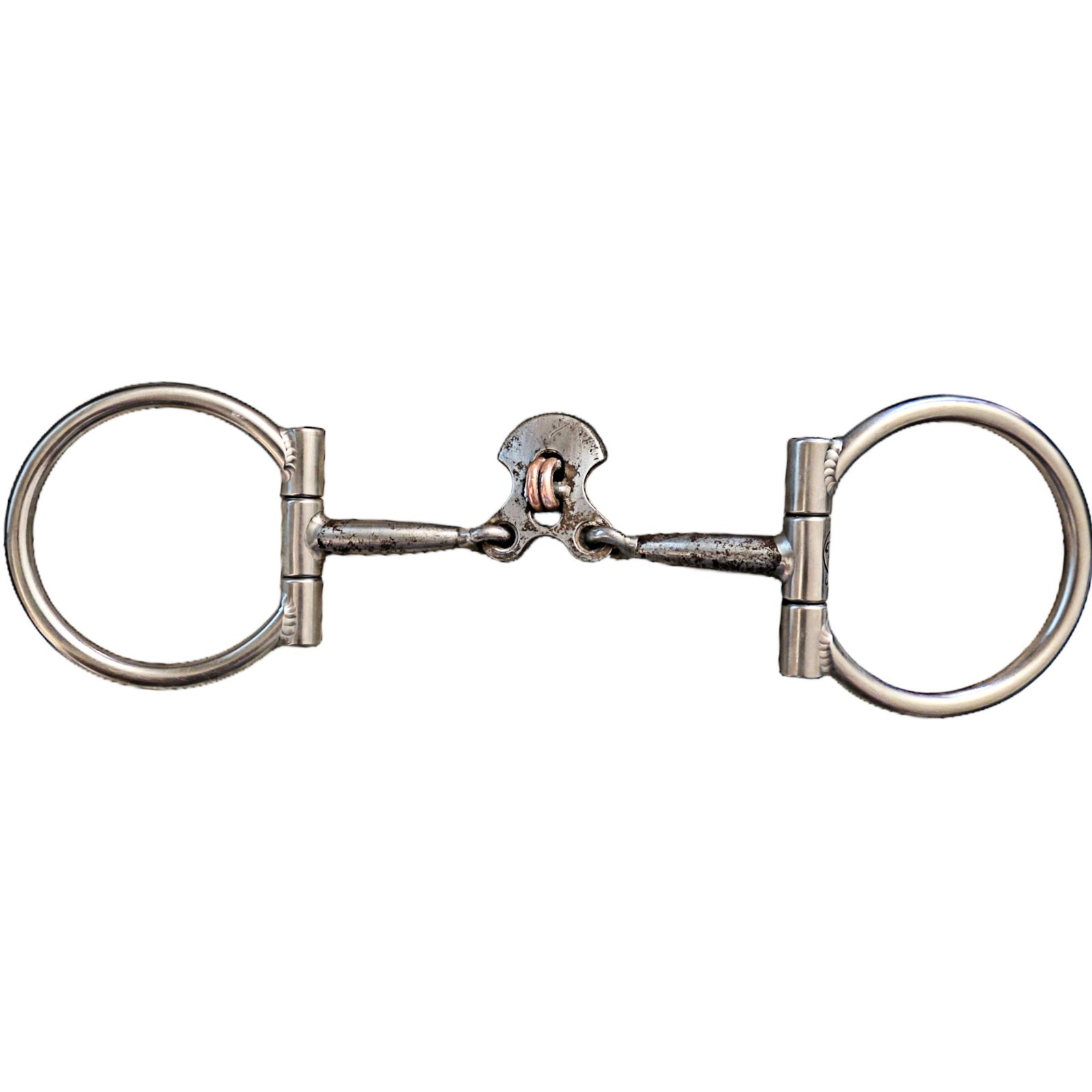 Tom Balding Double Cross Dee Ring Smooth Iron Snaffle Bit Copper Rings 5.25 inch