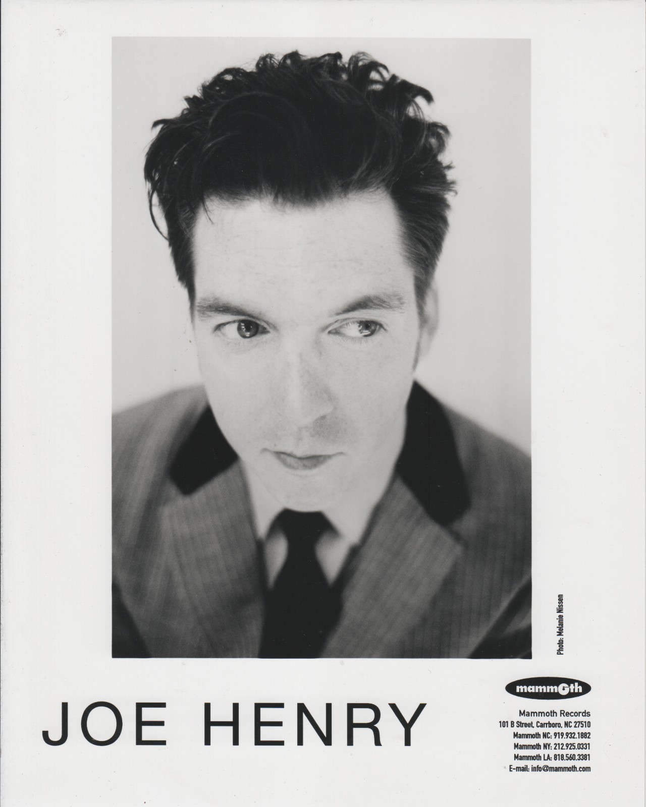 Alternative Country Singer JOE HENRY B&W 8x10 Publicity PHOTO