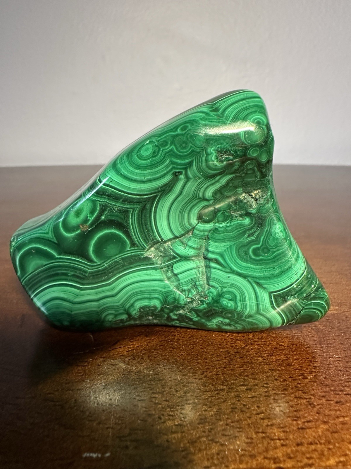 Natural Malachite Polished Freeform Specimen Banded Green Stone 5.5”