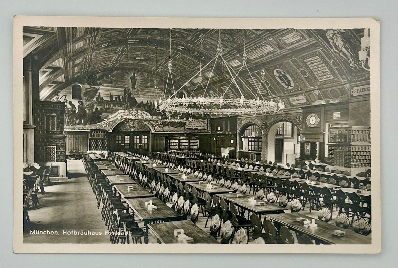 München Hofbräuhaus Festsaal RPPC Postcard - A. Lengauer Munich Germany