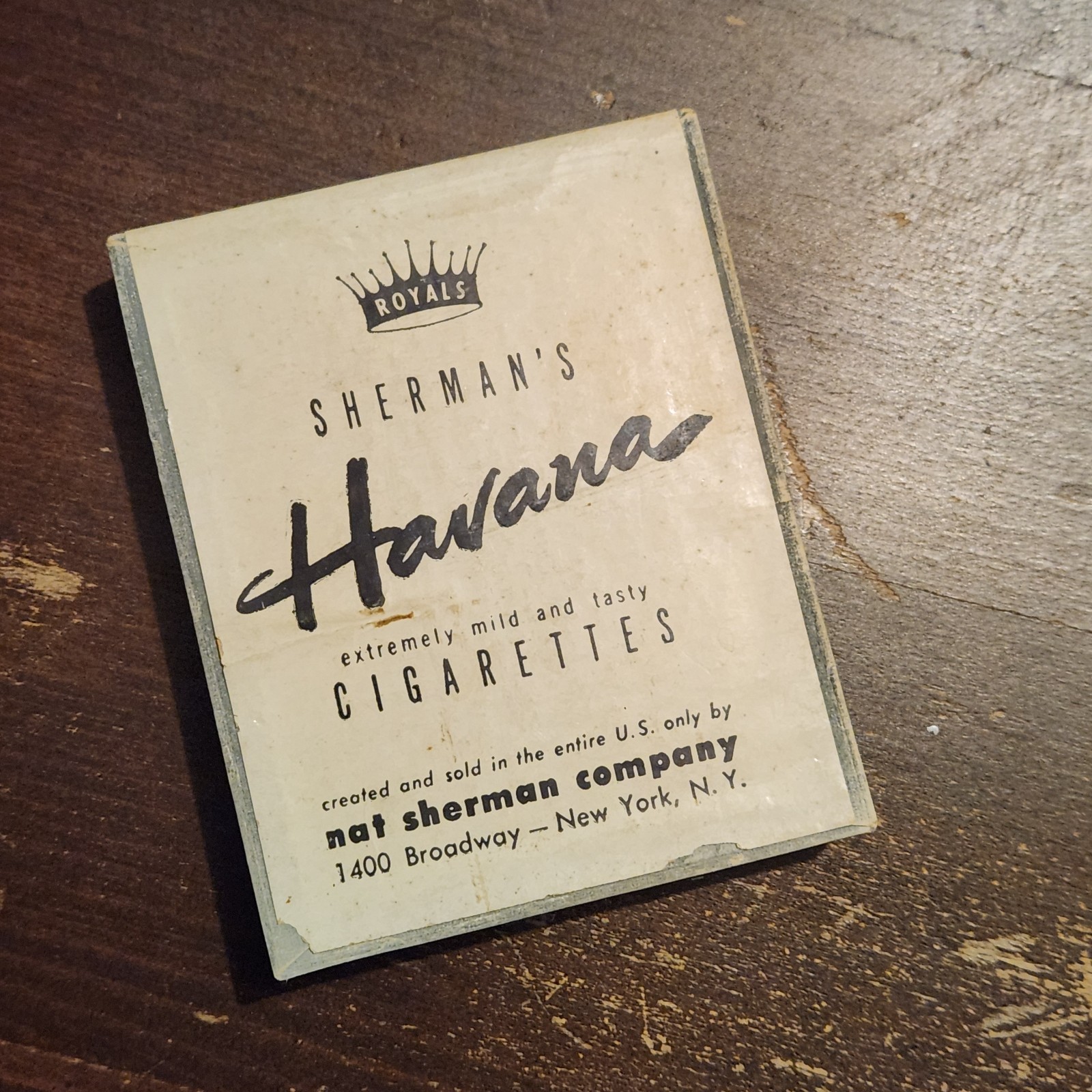 empty cigarette Vintage 1950's Shermans Havana's 