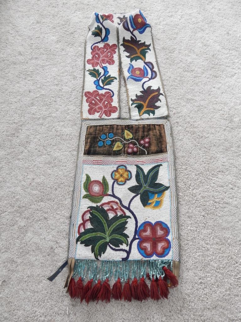 ANTIQUE 19c CHIPPEWA / OJIBWE INDIAN BEADED BANDOLIER BAG - MUSEUM GRADE BUY NOW