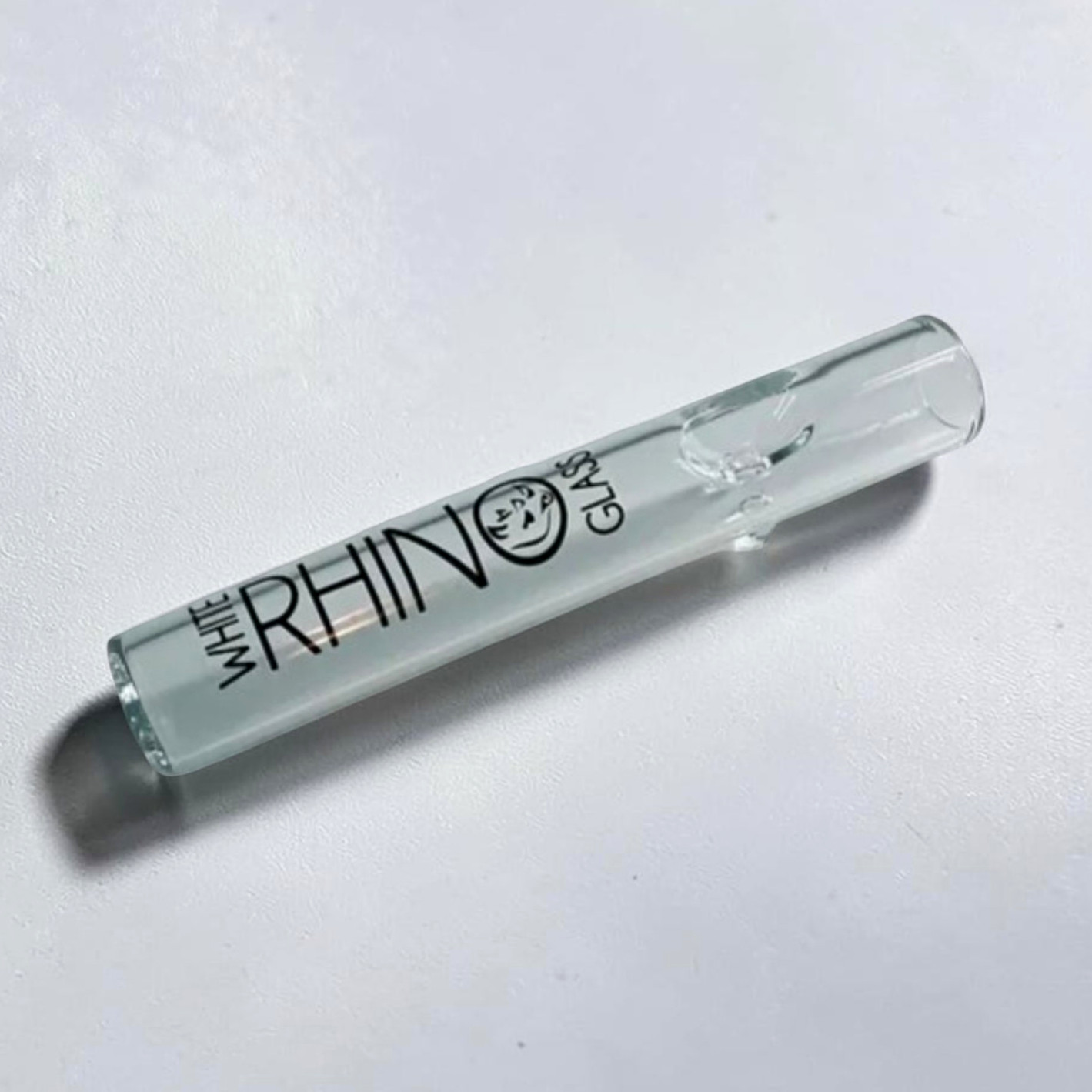 White Rhino Clear Glass Tobacco Steamroller 18mm Accessory Pipe 4.75