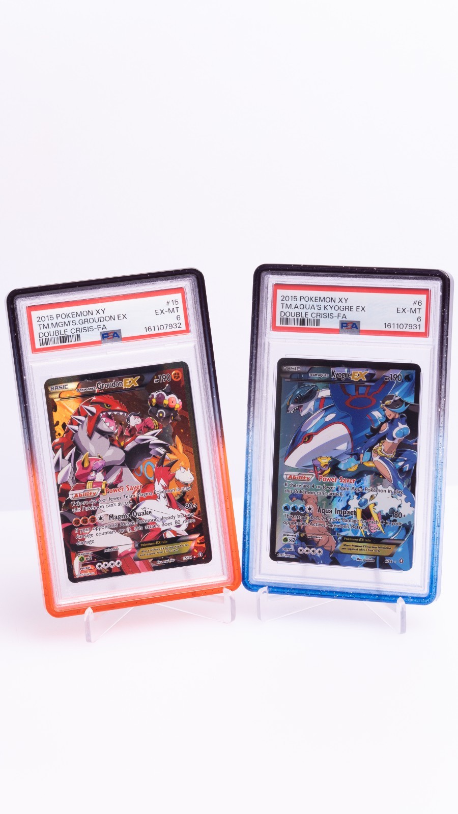 PSA 6 Kyogre EX Groudon EX Full Art Double Crisis 2015 Sequential Certs