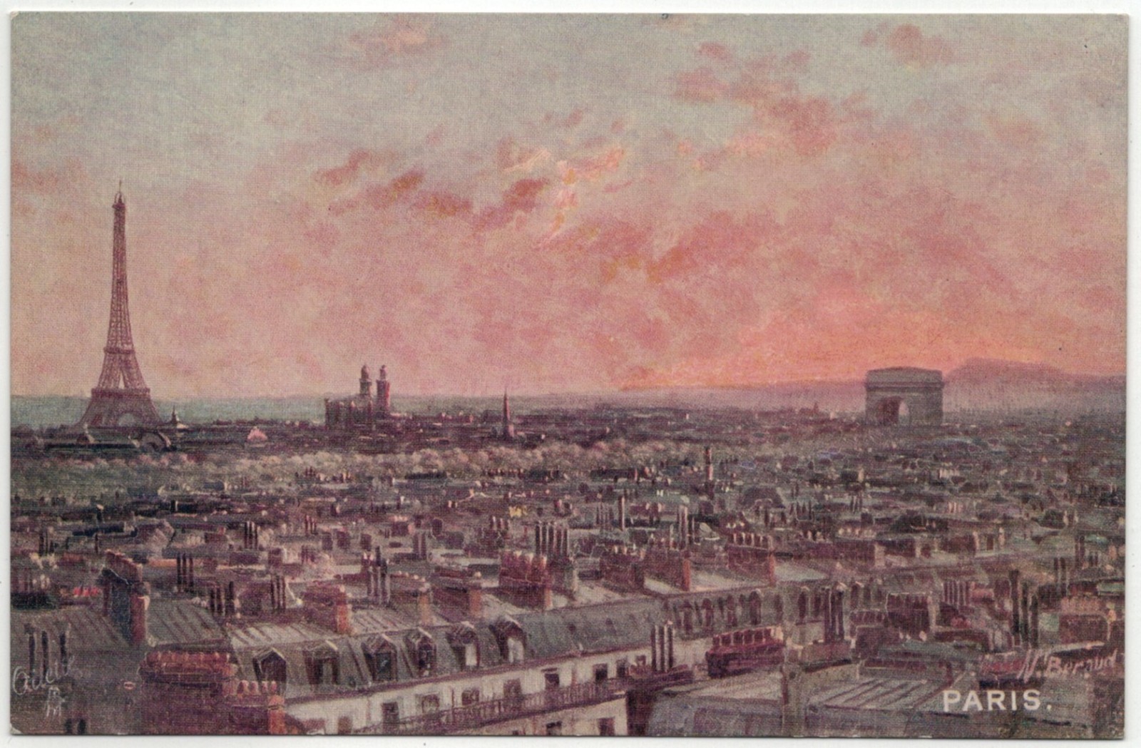 UNUSED TUCK\'S OILETTE PARIS EIFFEL TOWER ARC DE TRIOMPHE & PARISIAN ROOFTOPS