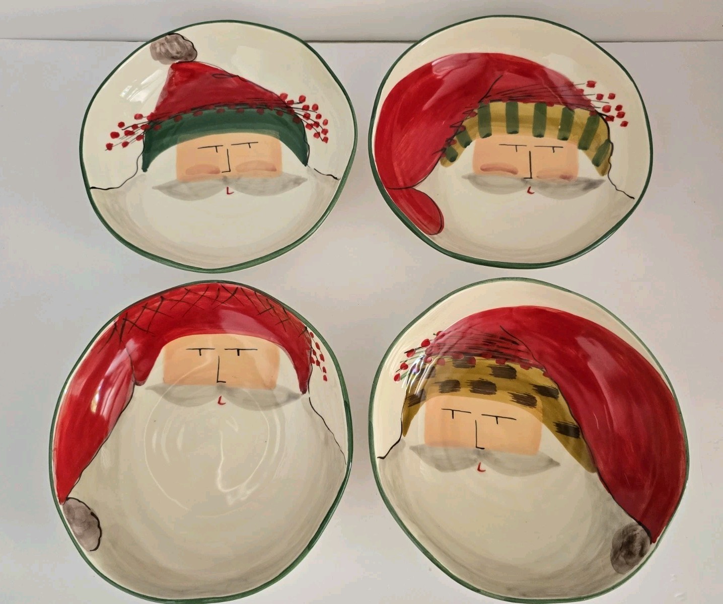 Vietri Old St. Nick Assorted Pasta Bowls Christmas Santa Set Of 4 Italy New 8.5\