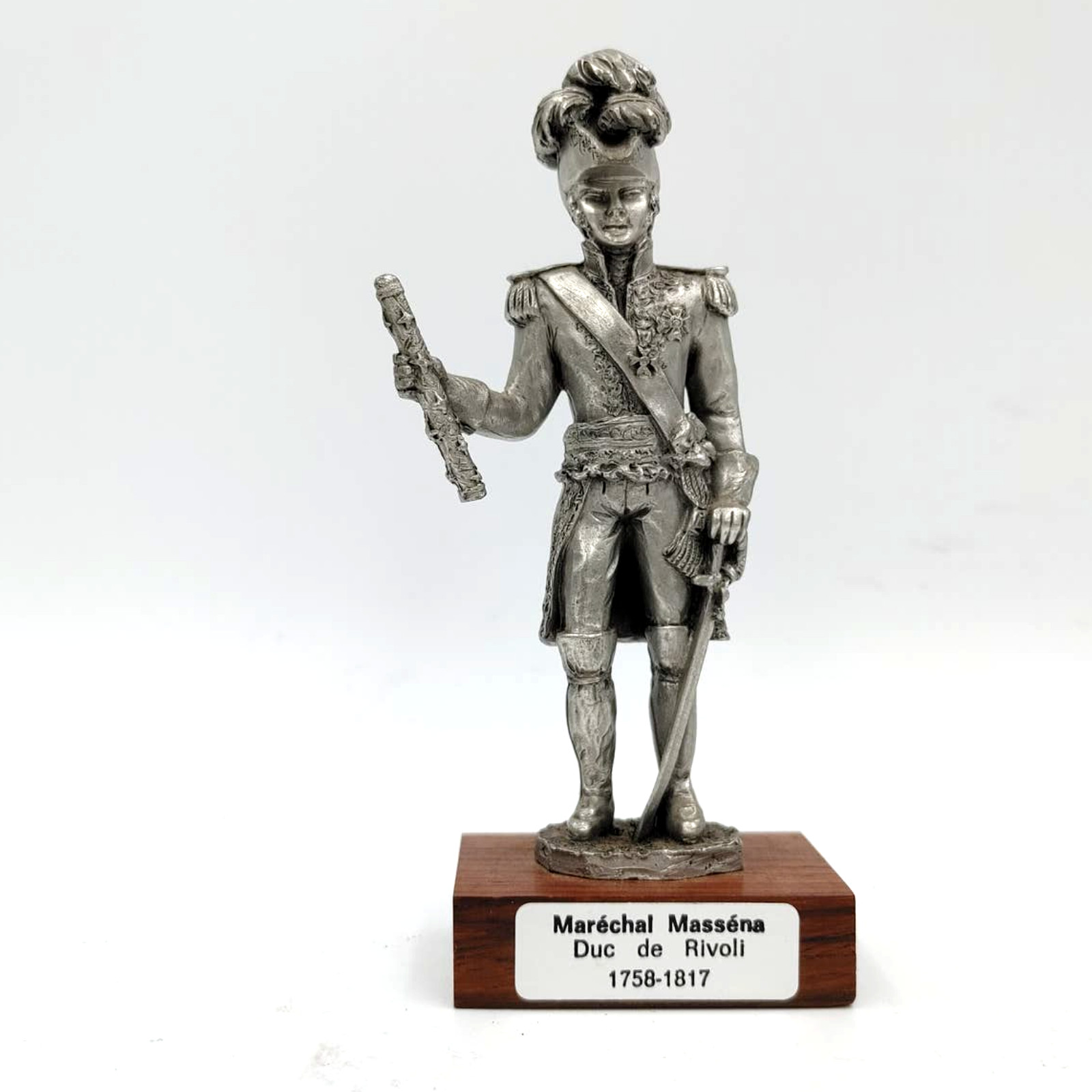 Les Etains du Prince Marechal Massena Pewter Figurine wooden base