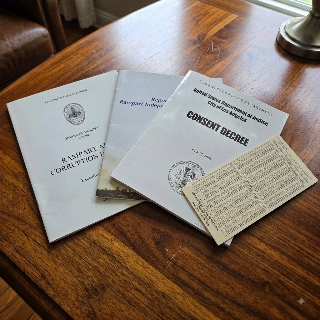 LAPD Rampart Scandal Reports & Consent Decree 2001 DOJ Documents Lot 4pc