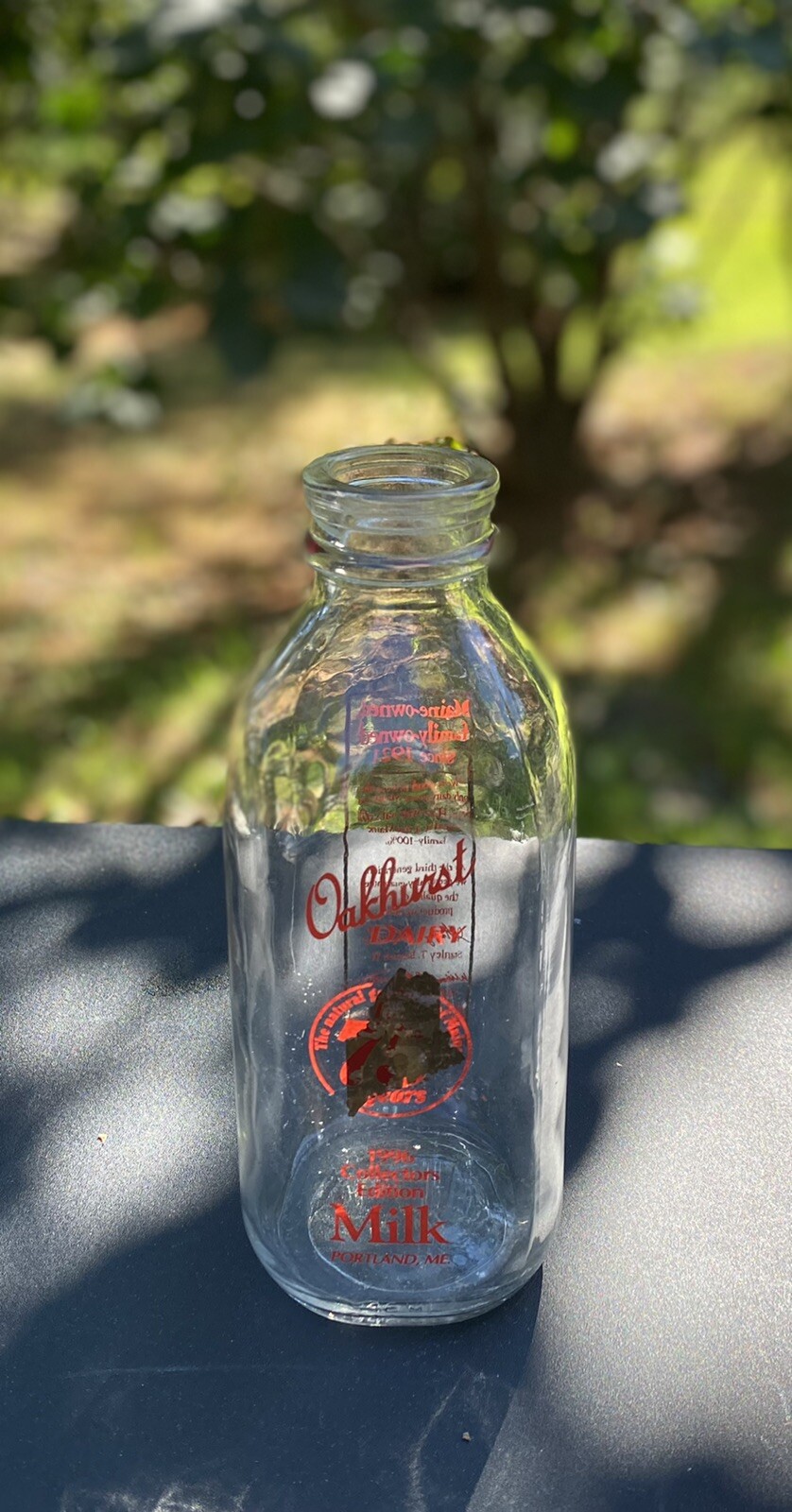 Oakhurst Dairy 1996 Collectors Edition Milk Bottle 32 US OZ Portland, ME Signed