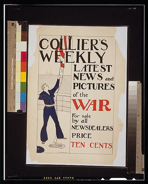 Collier\'s Weekly War Cover Sailor Raising American Flag Ship 1918 1919