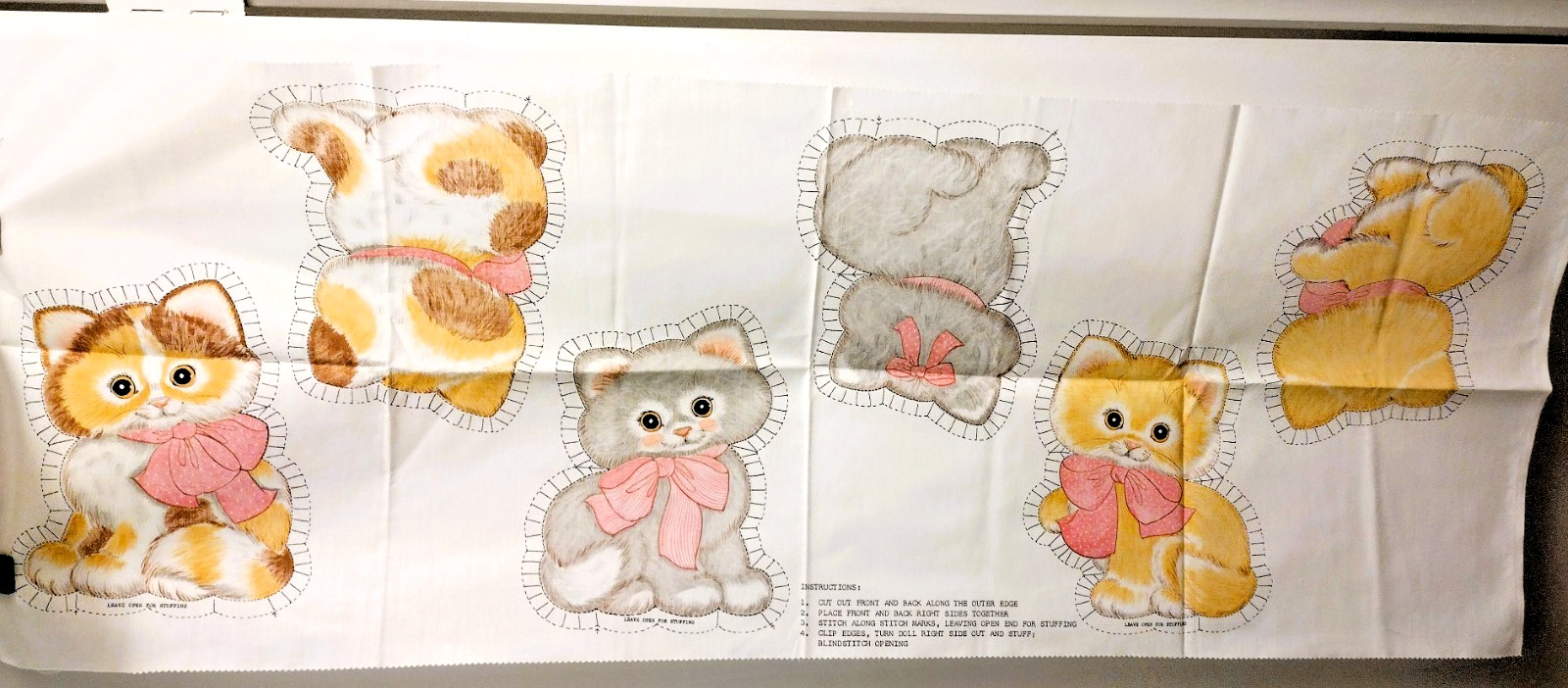 Vintage Spring Mills Uncut Kittens Cut and Sew Pillow Doll Panels