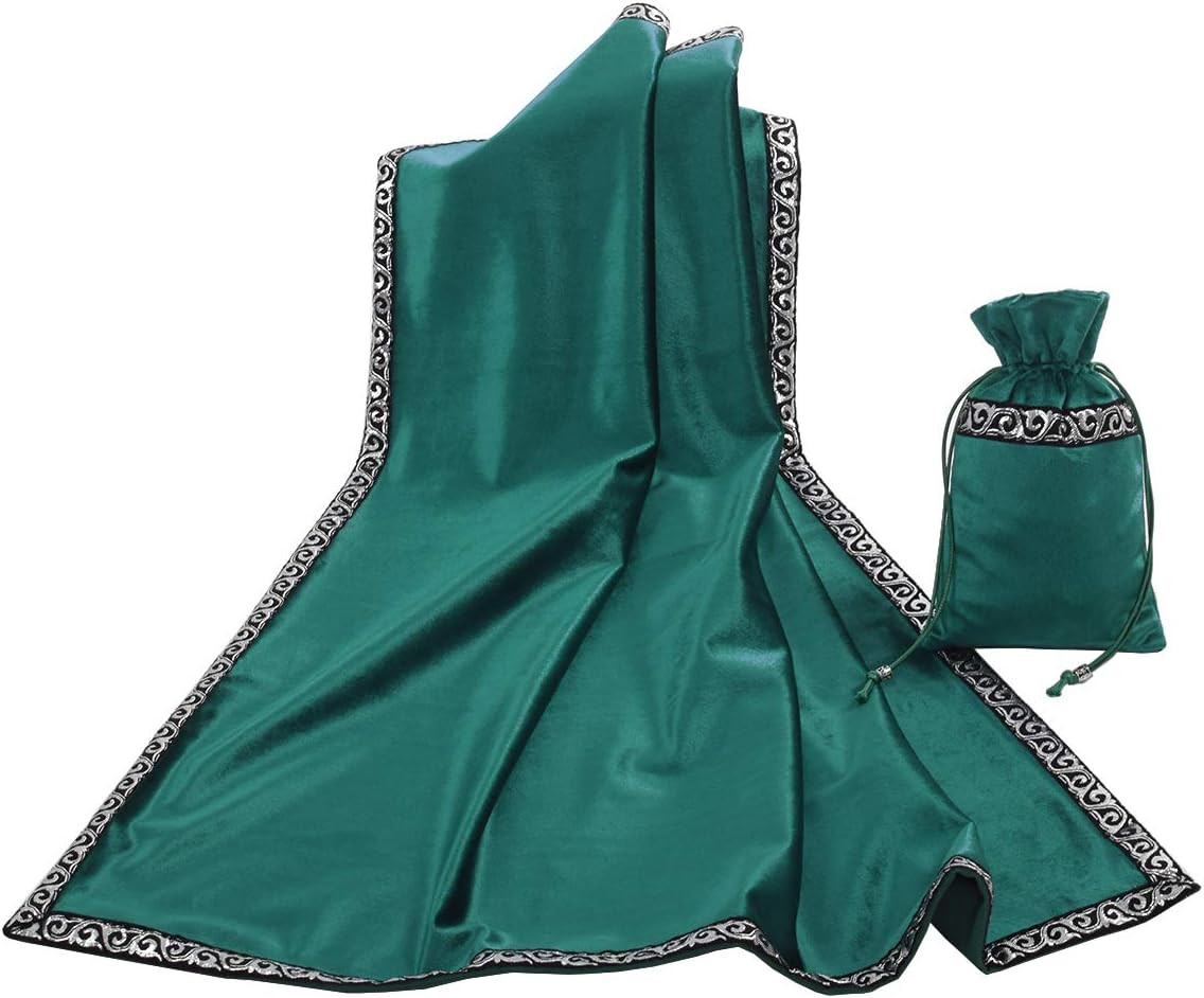 Altar Tarot Table Cloth Divination Wicca Velvet Square Cloth with Tarot Pouch (G