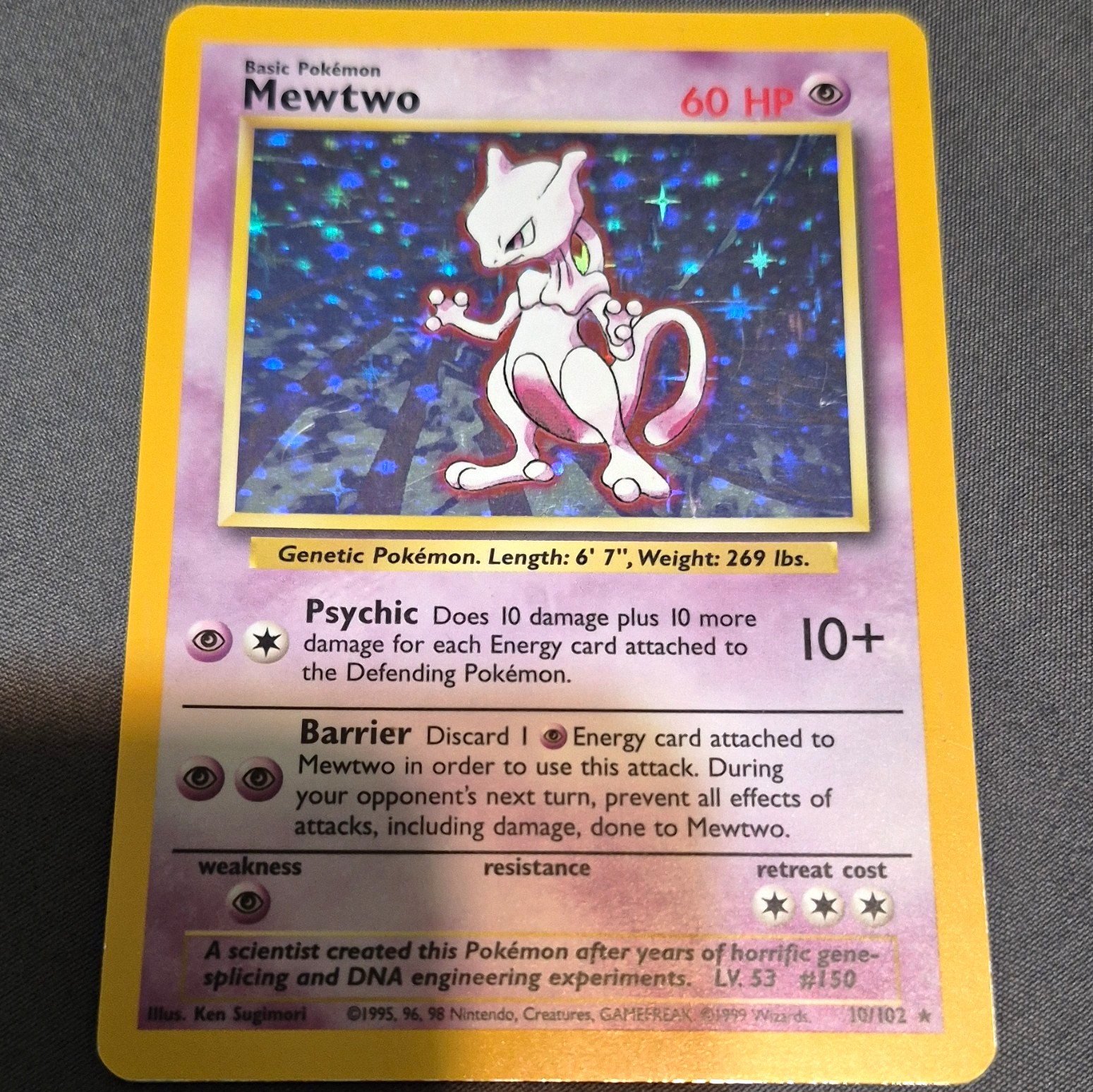 Wizards 1999 Pokémon Base Set Mewtwo Holo #10/102 English Ken Sugimori