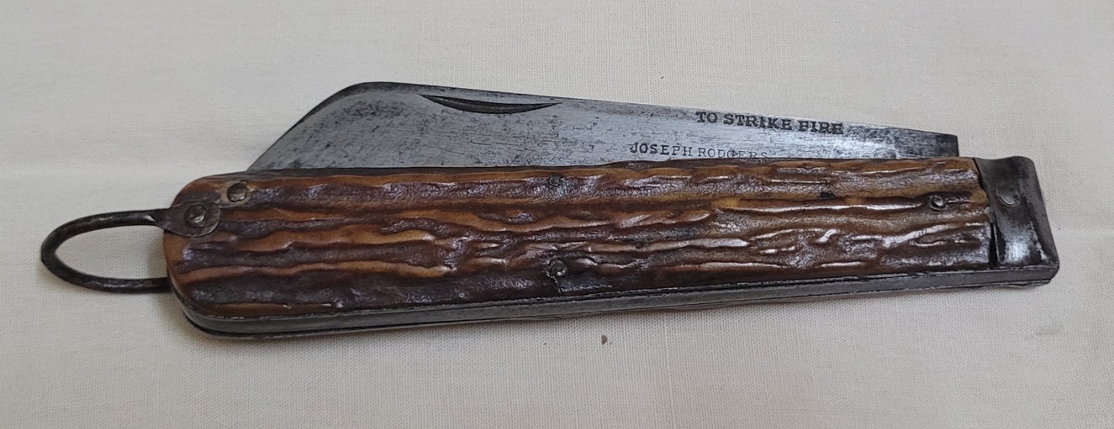 Antique Old Collectible Joseph Rodgers Sons To Strike Fire Folding Knife England