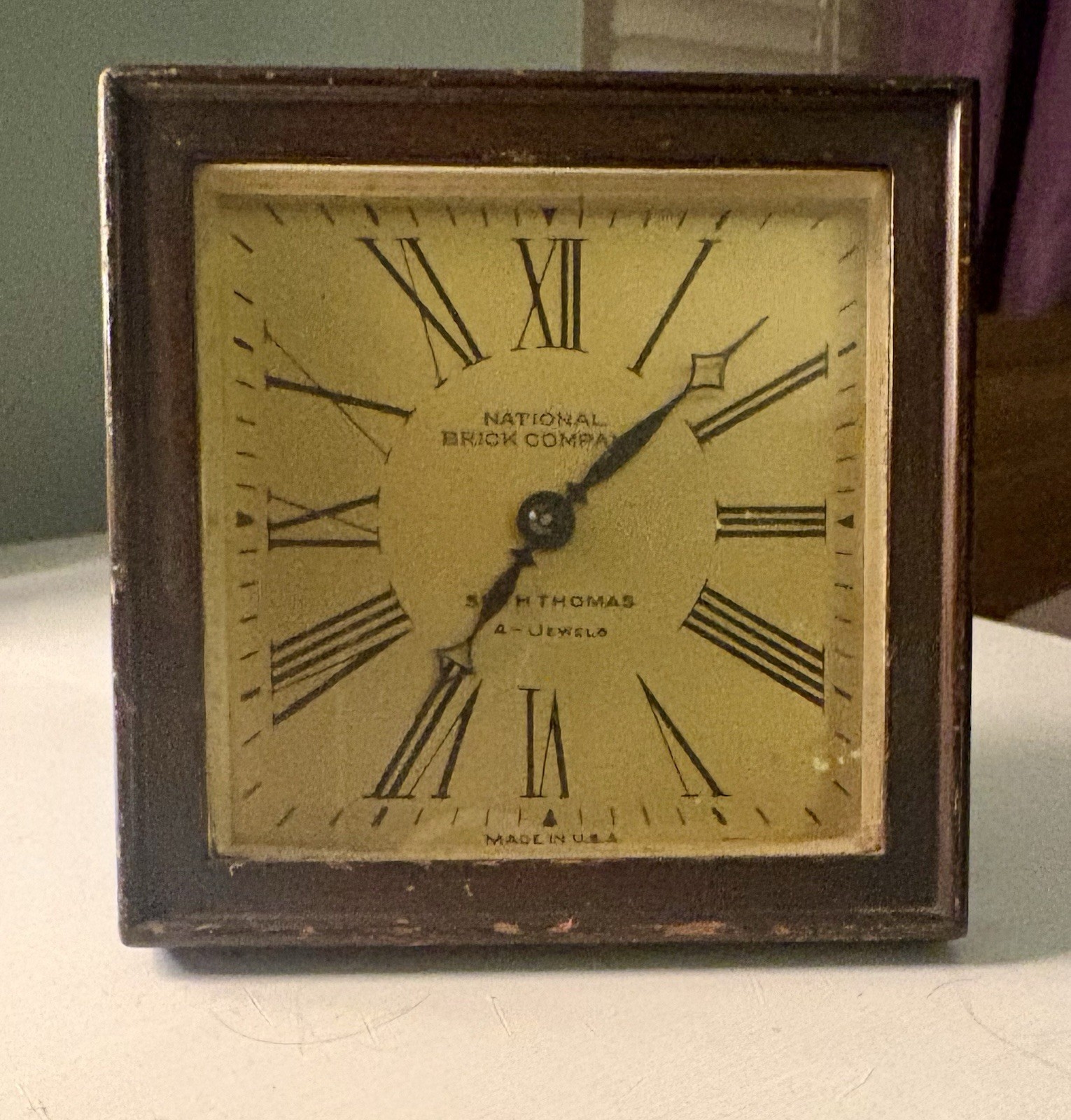 Antique SETH THOMAS 1920\'s 4 Jewel 8 Day Art Deco Mahogany Wind Up Clock