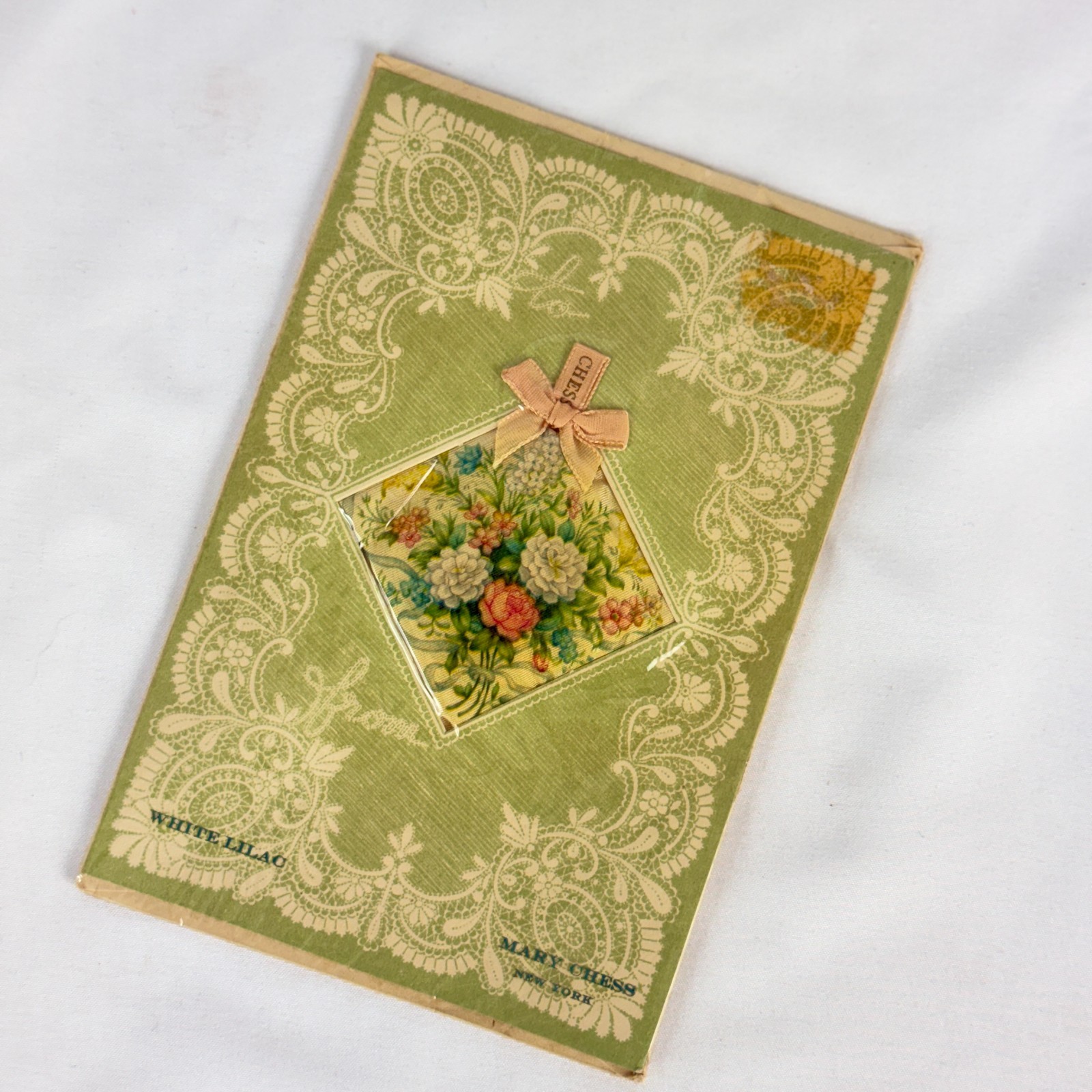 Vintage 1950 Mary Chess White Lilac Stationary Sachet Packet Gift Card Sealed