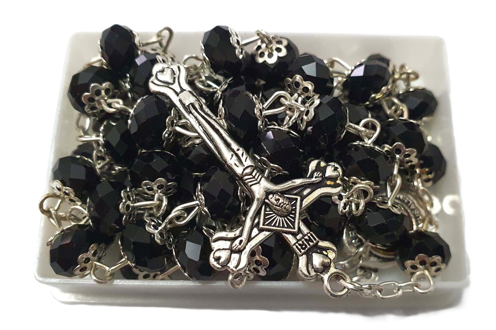 Catholic Black Crystals Beads Jerusalem Rosary