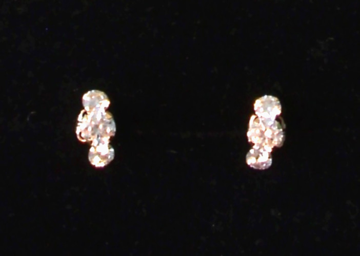 ❤❤ RARE Beautiful  14K Yellow GOLD ~ JCM Diamonique 3 Stone CZ Pierced EARRINGS
