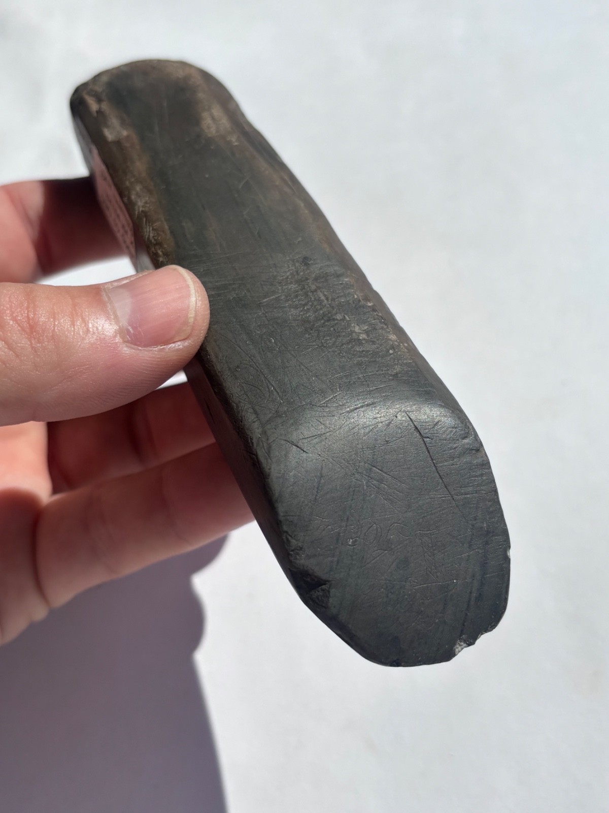 Unique 5 3/4” salvaged banded slate tube pipe preform chisel artifact from Ohio