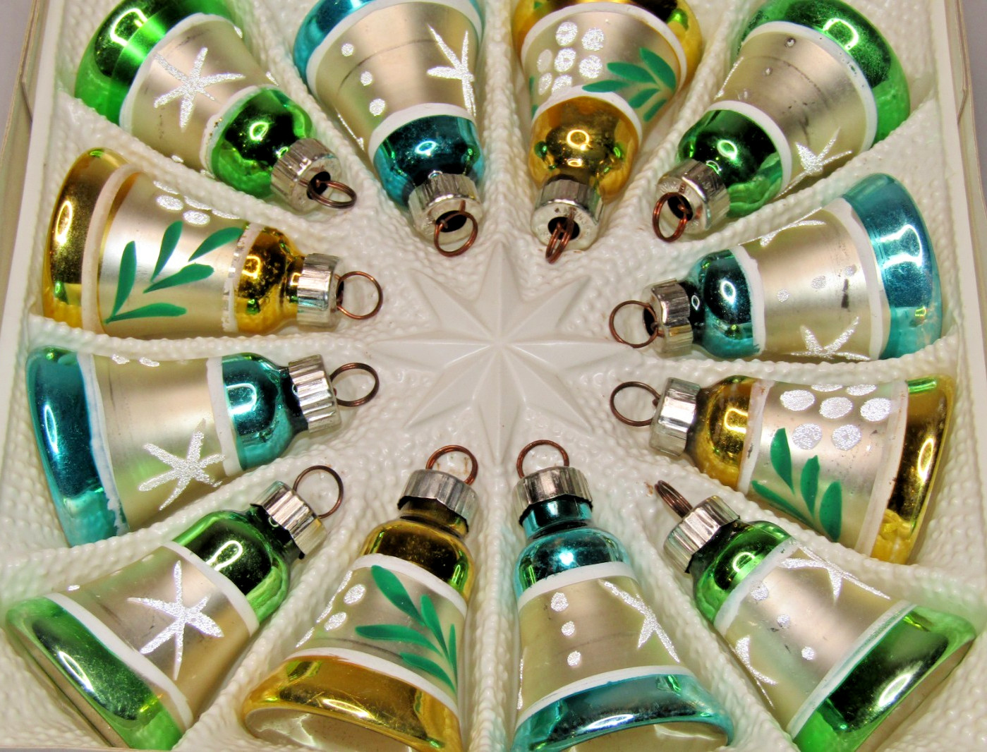 Lot Vintage Glass Assorted BELL w Copper Clapper Christmas Ornaments W Germany