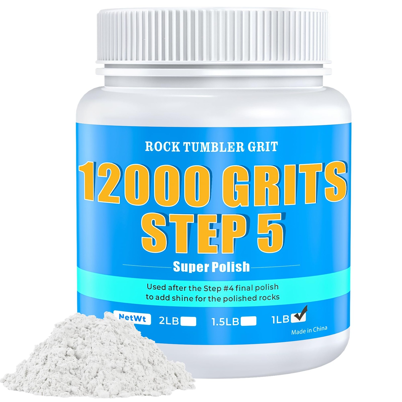 12000 Grit Aluminum Oxide Rock Tumbler Polish – Final Stage Step 5, UltraFine...