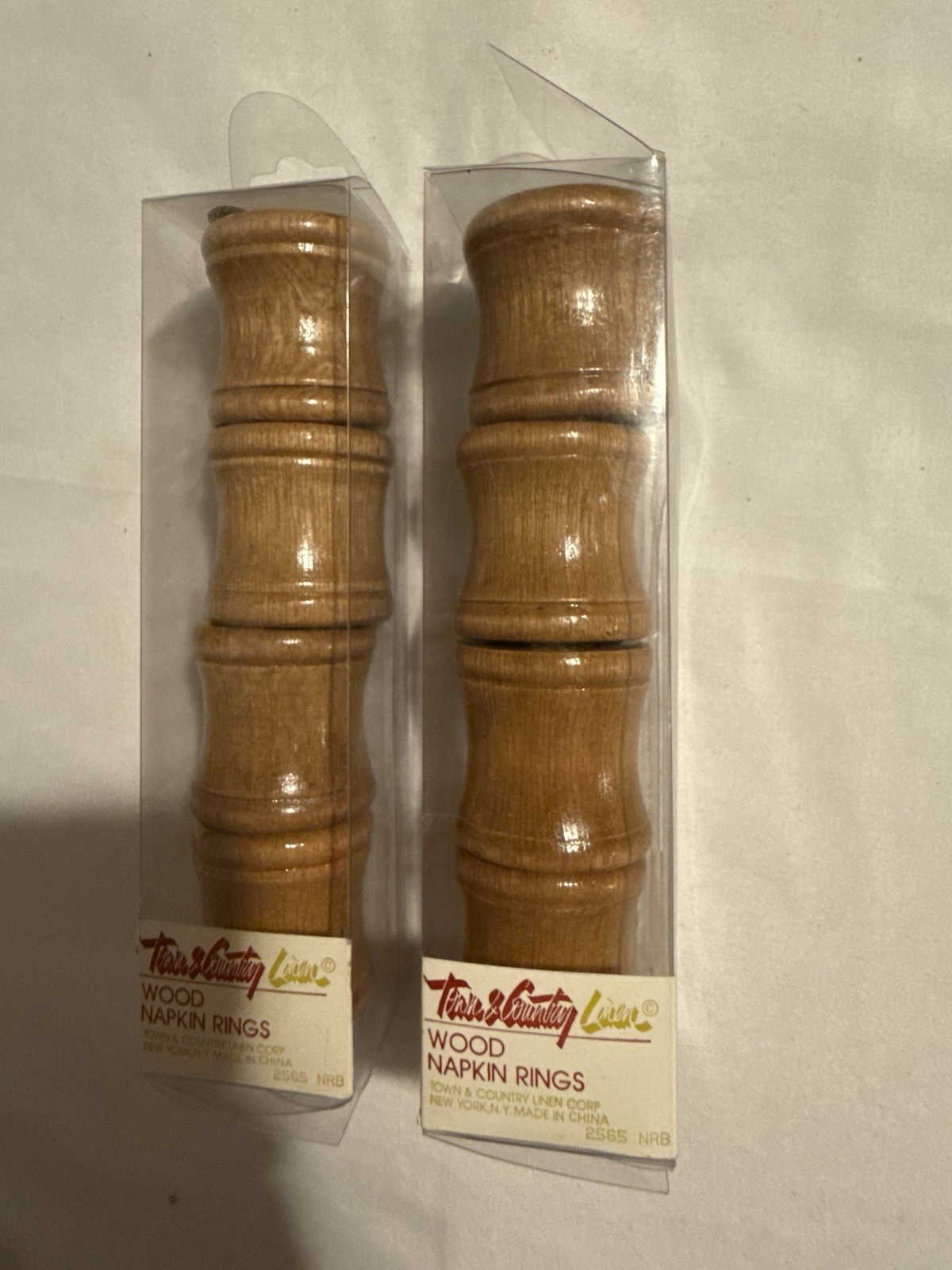 Vintage Town & Country Linen Wooden Napkin Rings Set of 8 Boho - New in Package