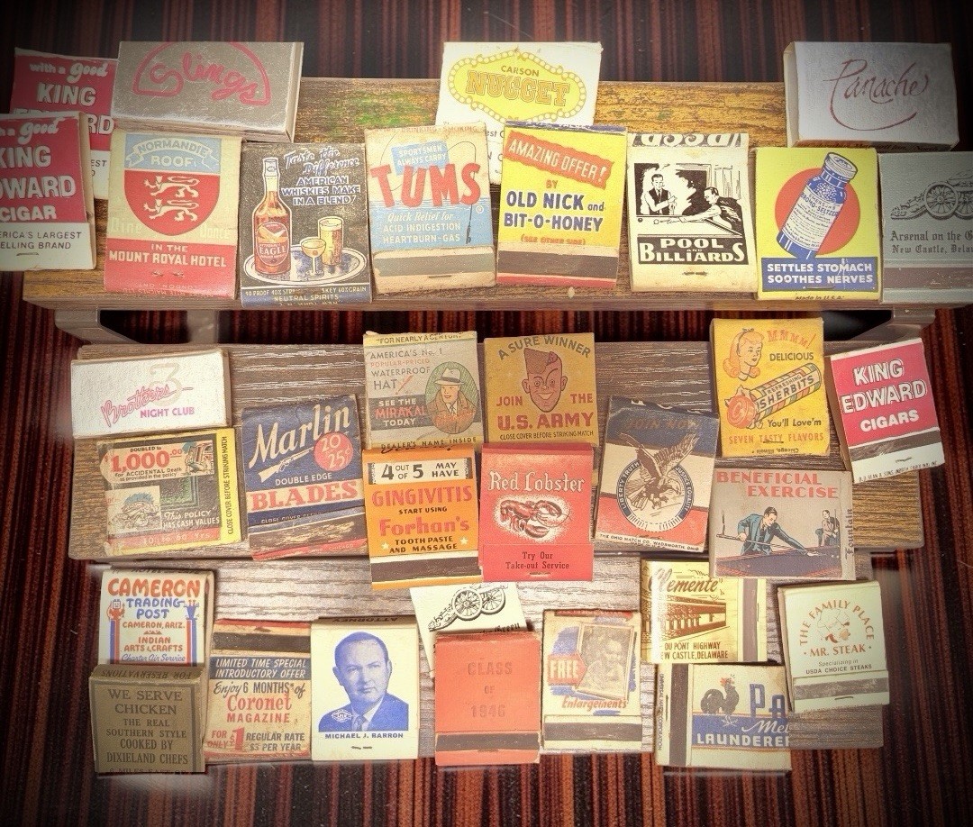 33 Vintage Graphic Matchbooks Lot Advertising Hotels Mostly Pre-1950 Struck