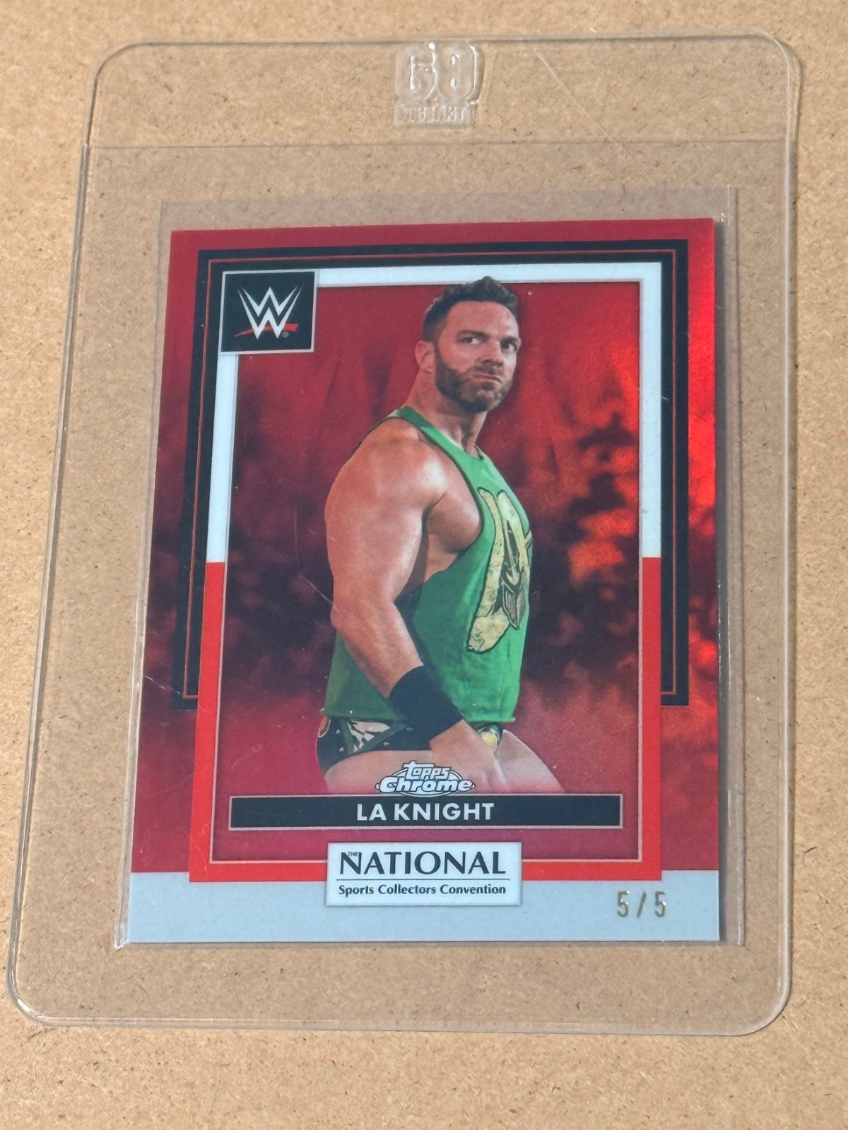 2026 Topps National WWE LA Knight Red Refractor #WWE-01 5/5 NSCC