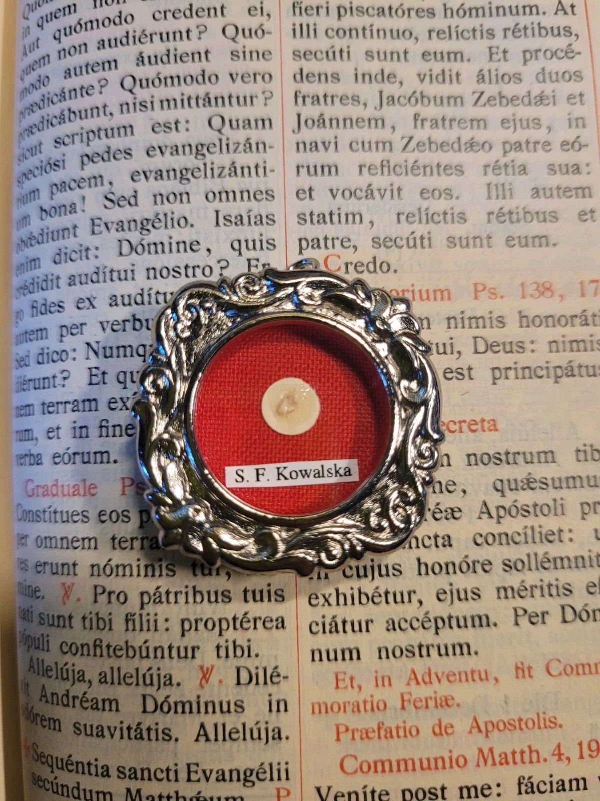 First Class Reliquary Relic/Saint Faustina Kowalska 