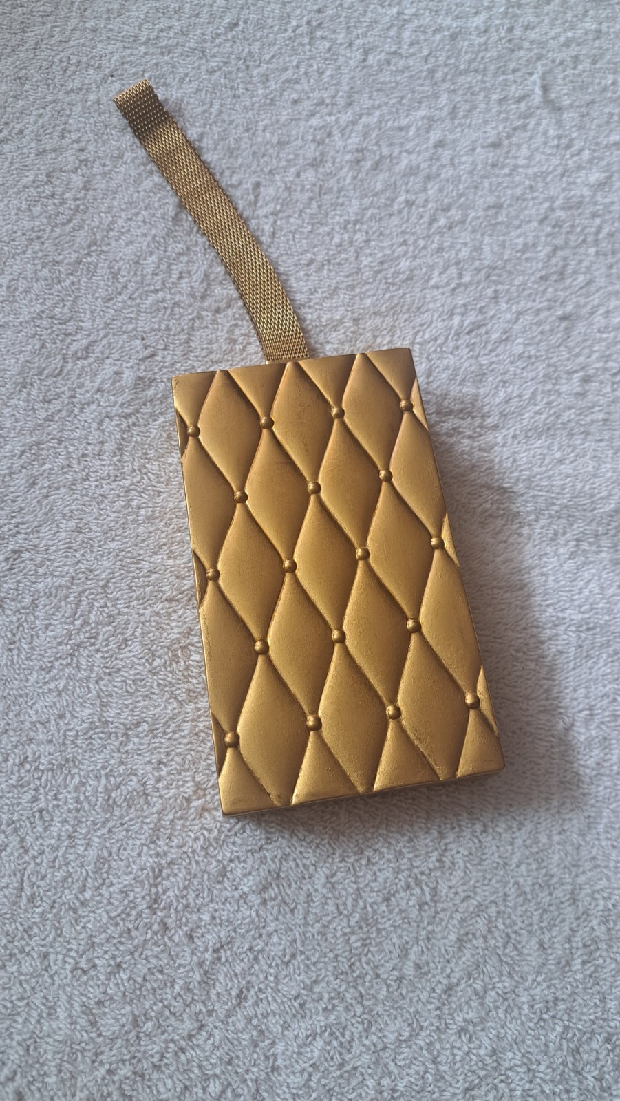 Vintage Evans Gold Carryall Compact Minaudiere Quilted Case Puff Only 1940s