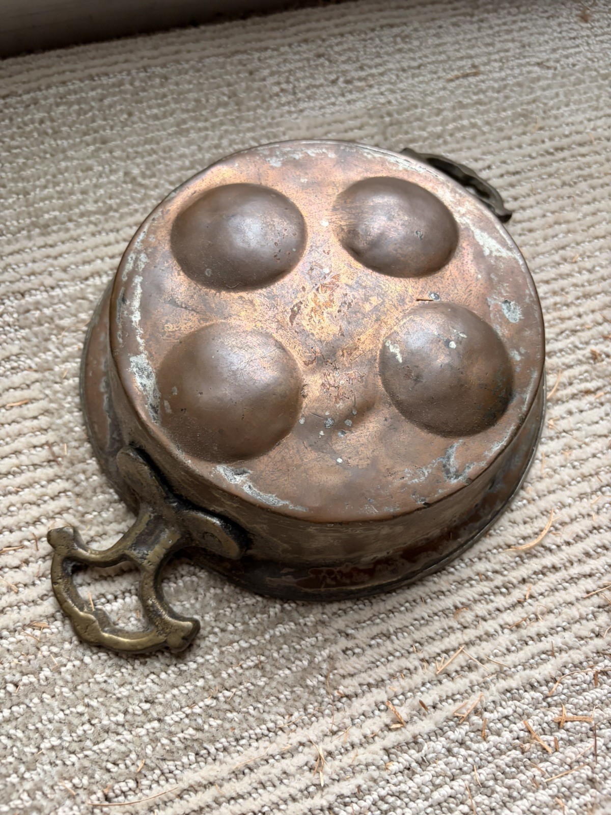 Vintage French Hand Hammered COPPER Egg Poacher Pan Escargot Pan