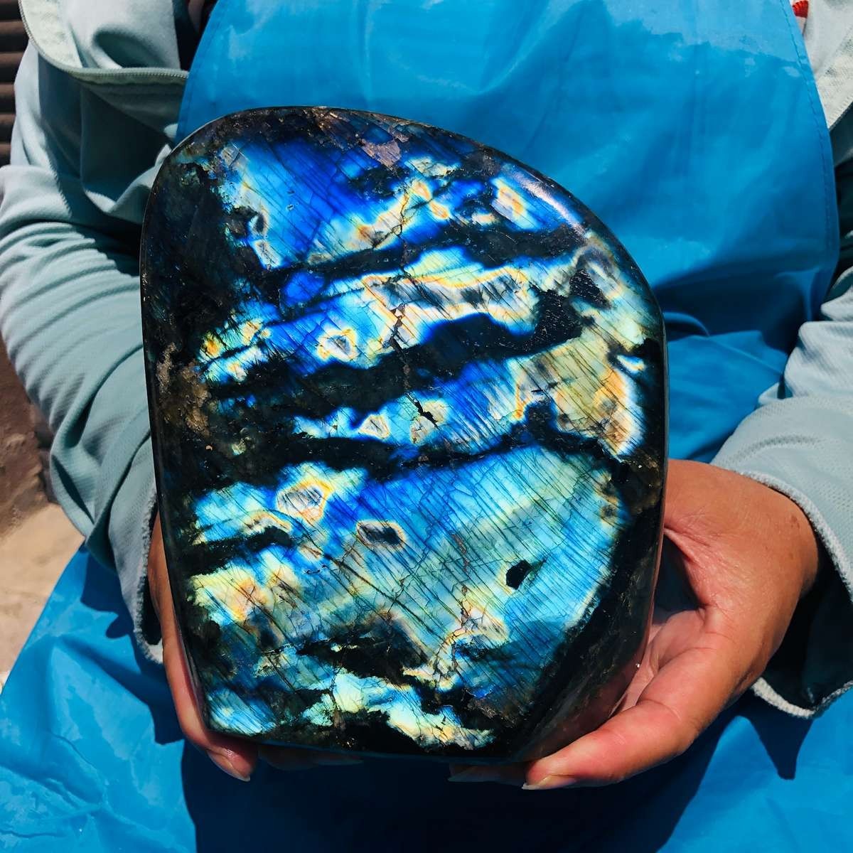 7.32LB Natural Labradorite Quartz Crystal Freeform Mineral Specimen Reiki Heals