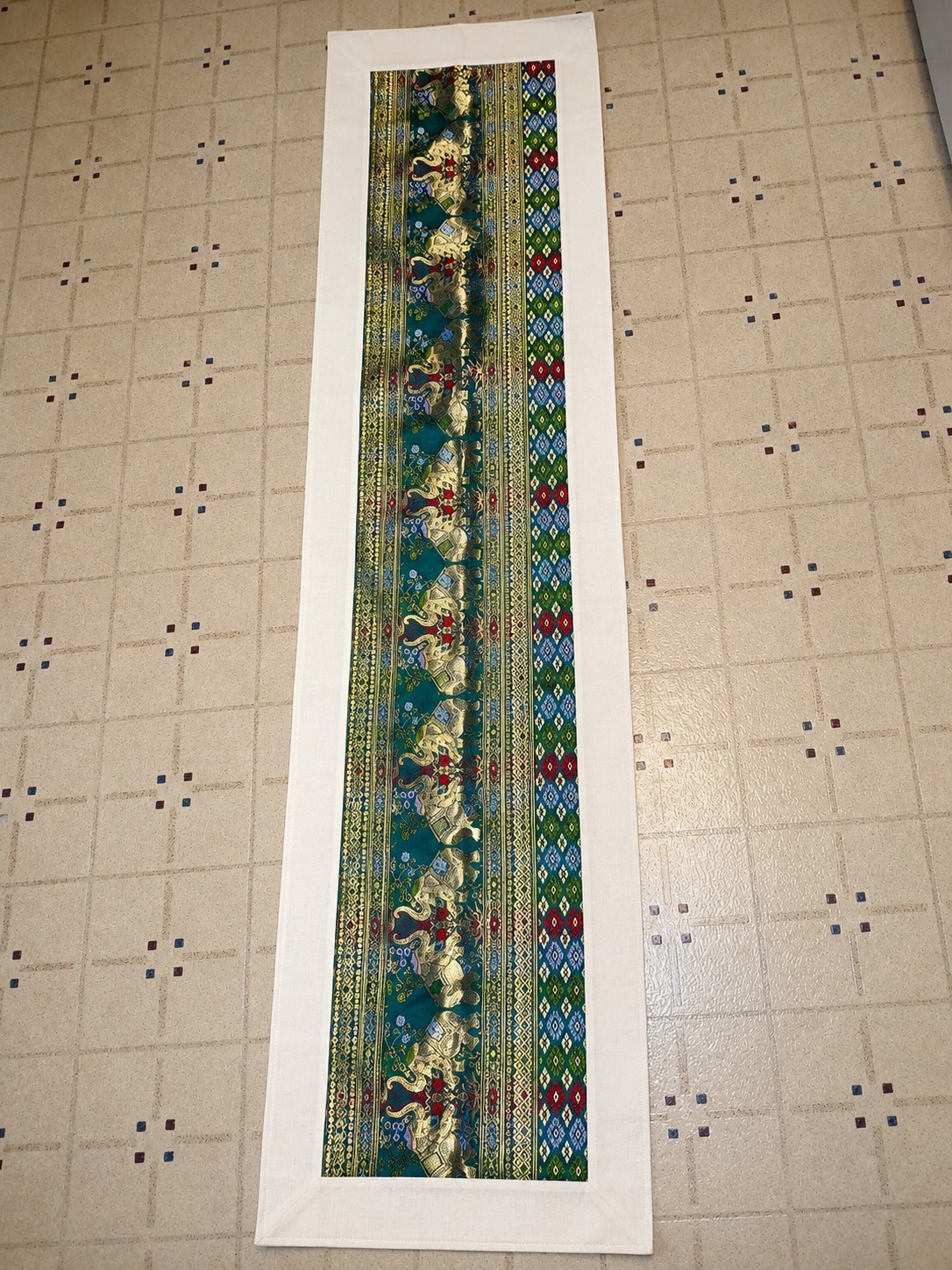 Vintage Thai Silk Fabric Textile Gold Handwoven Brocade 10ft wide