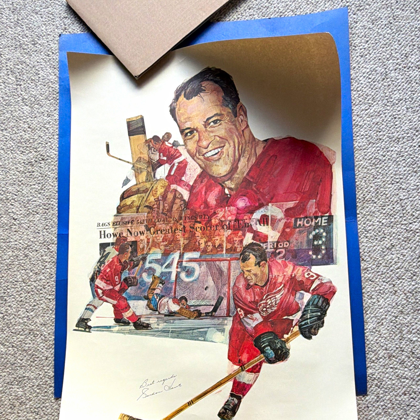 Gordie Howe Signed Hockey Print/Poster Lincoln-Mercury Sports Panel Member