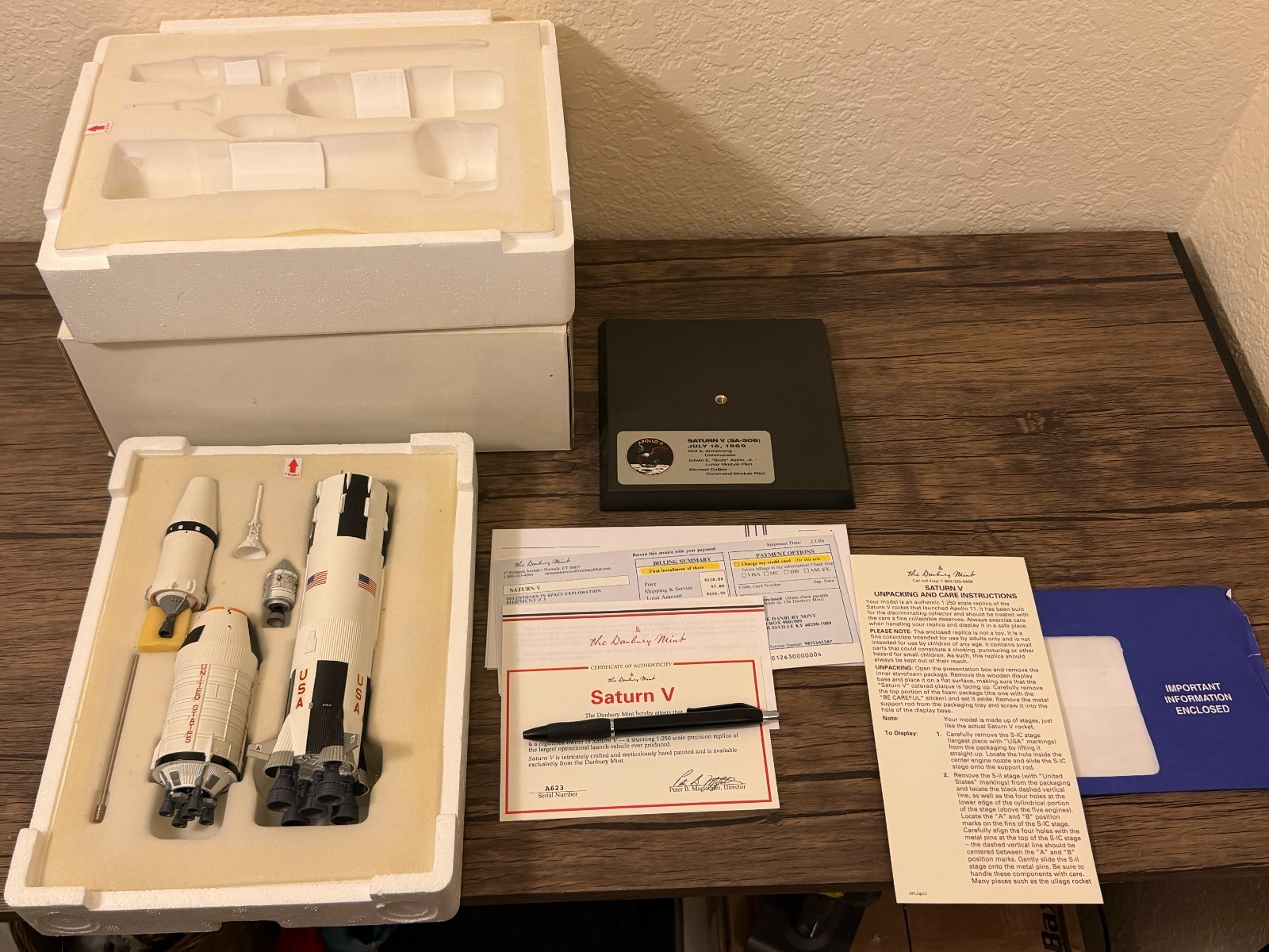 Danbury Mint Saturn V (SA-506) + box, COA, and paperwork