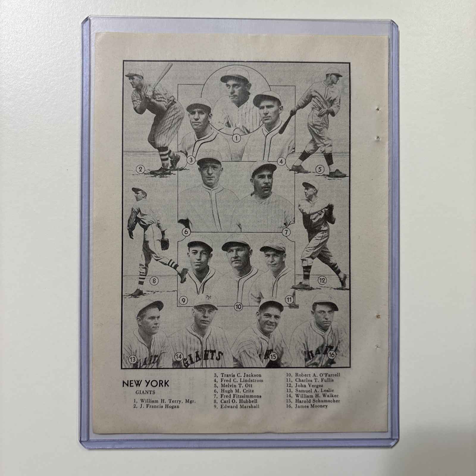1932 New York Giants Vintage Baseball Picture Mel Ott/Carl Hubbell/Terry HOF
