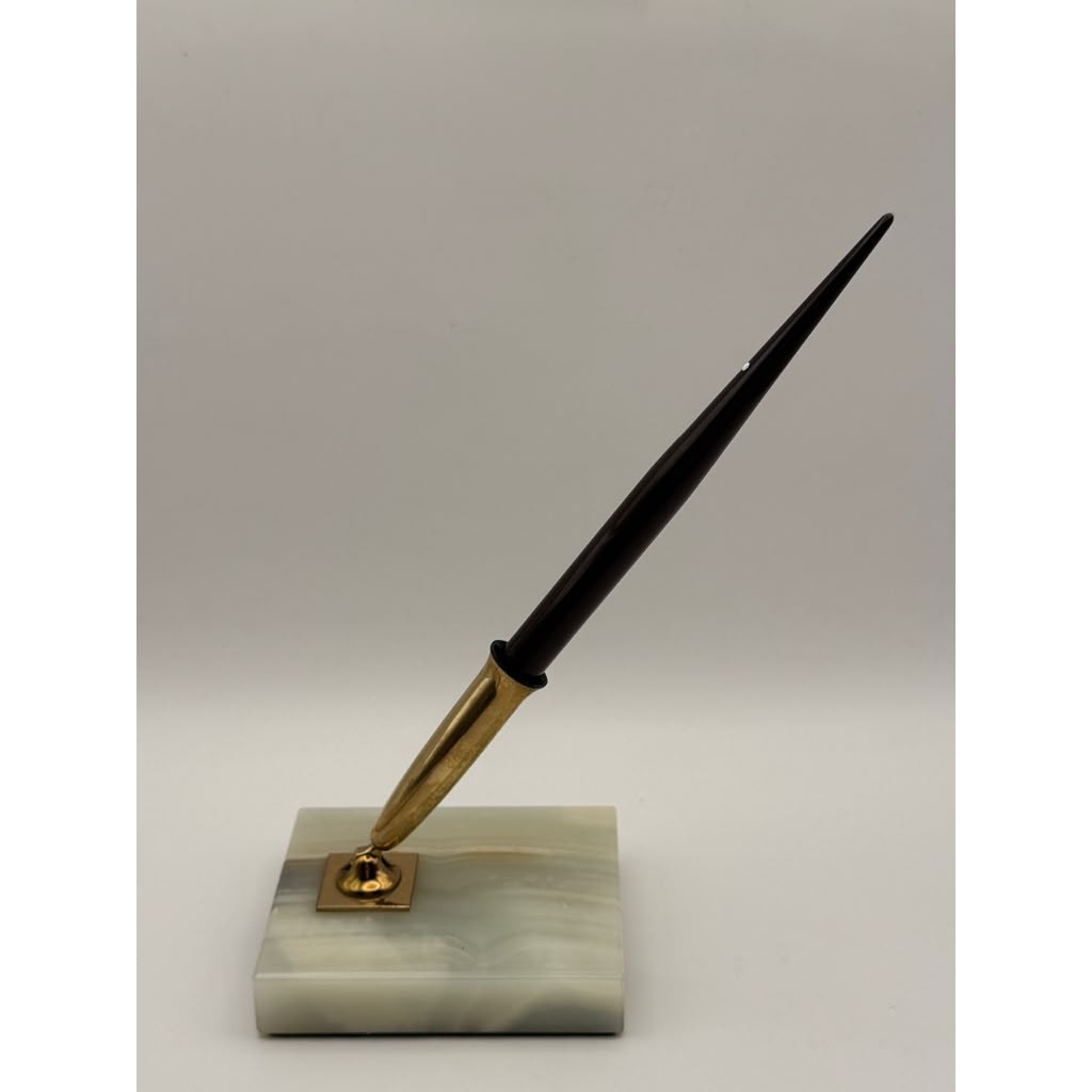 Sheaffer Snorkel Desk Fountain Pen B1215KD 2001M 14K Nib Marble Base Vintage