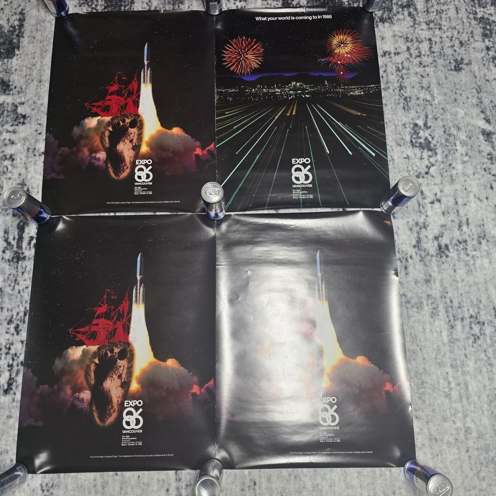 Vintage 1986 Expo 86 Vancouver Posters Lot of 4 18x24 World Exposition Canada