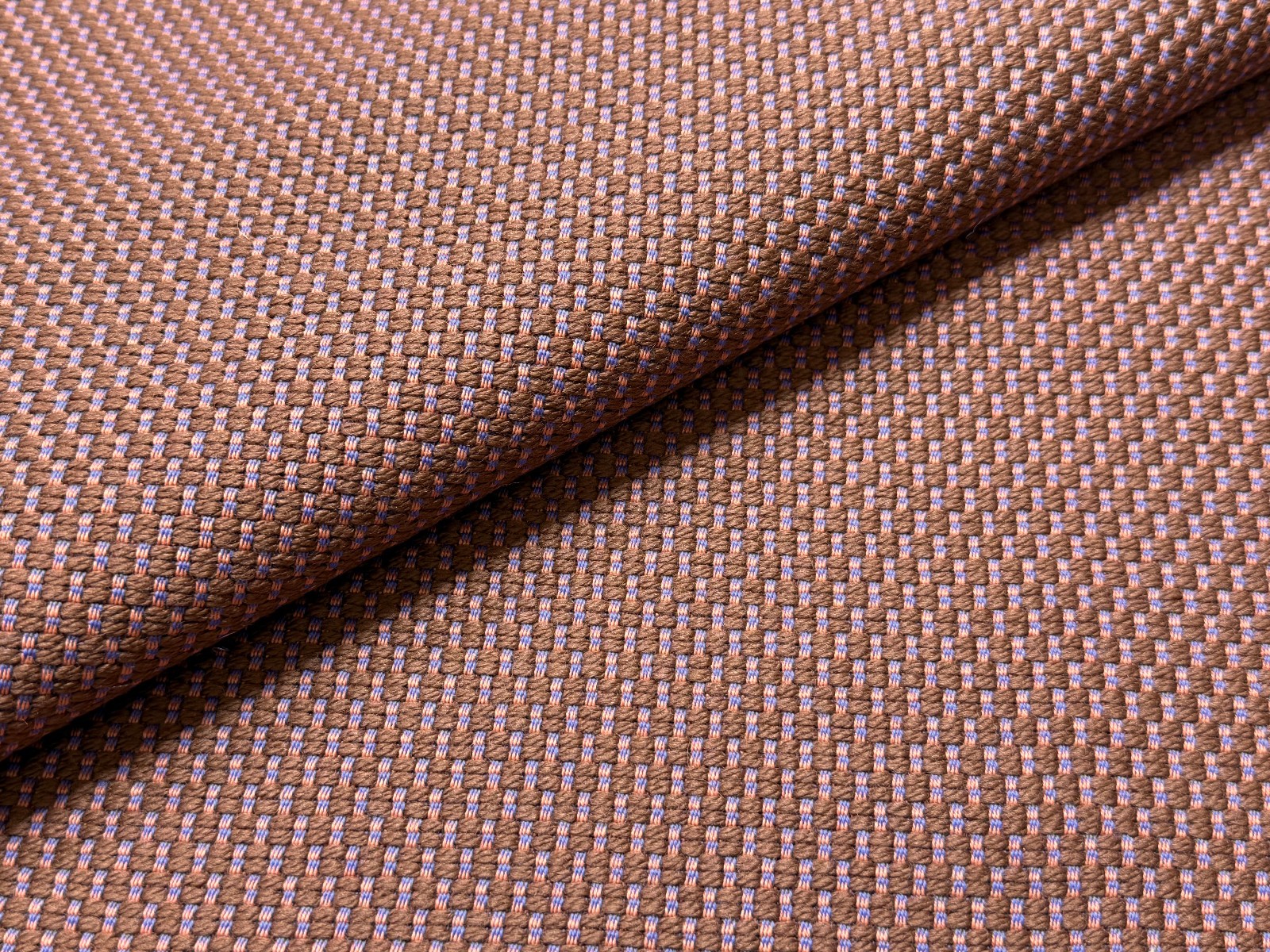 12.75 yd Kvadrat Serpentine 358 Brown Salmon & Periwinkle Wool Upholstery Fabric