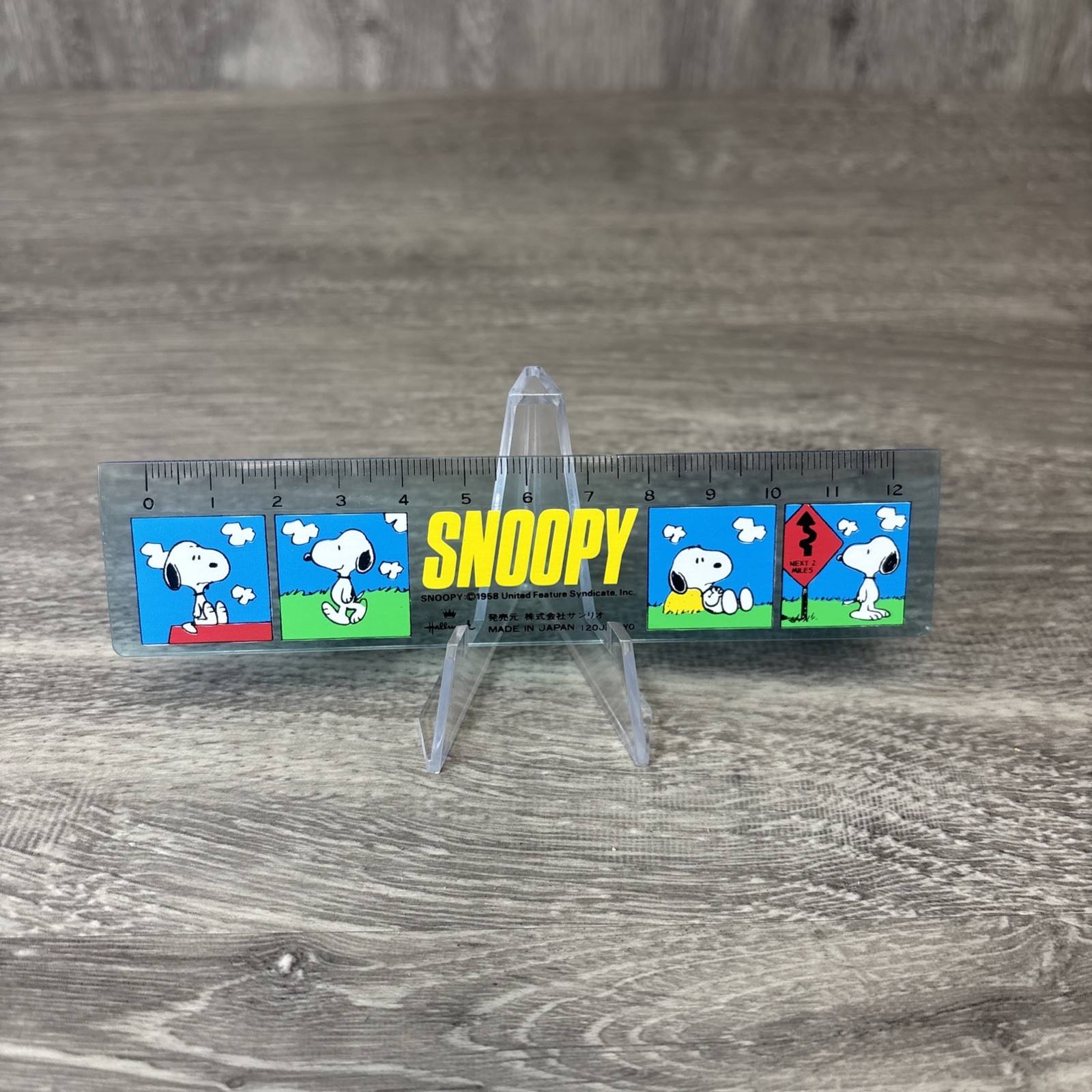 Vintage Snoopy Plastic Ruler 1958 Japan 5.5” Hallmark Peanuts Rare